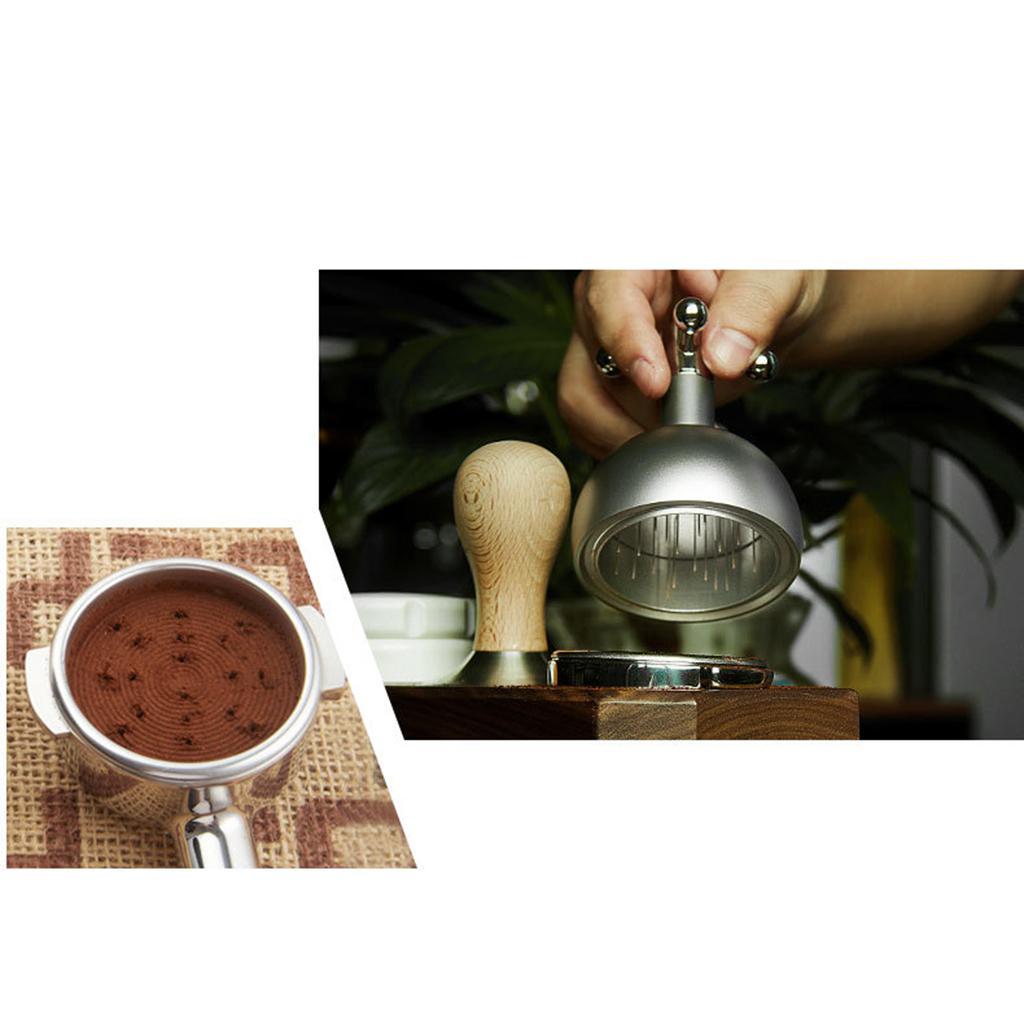 Manual Barista Needle Type Coffee Powder Distributor 51mm Leveler Tool Grey