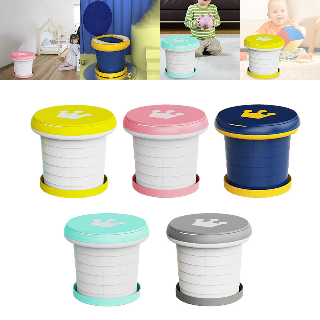 Cute Portable Folding Toilet Washable for Child Non-Slip Strip Design Park Yellow