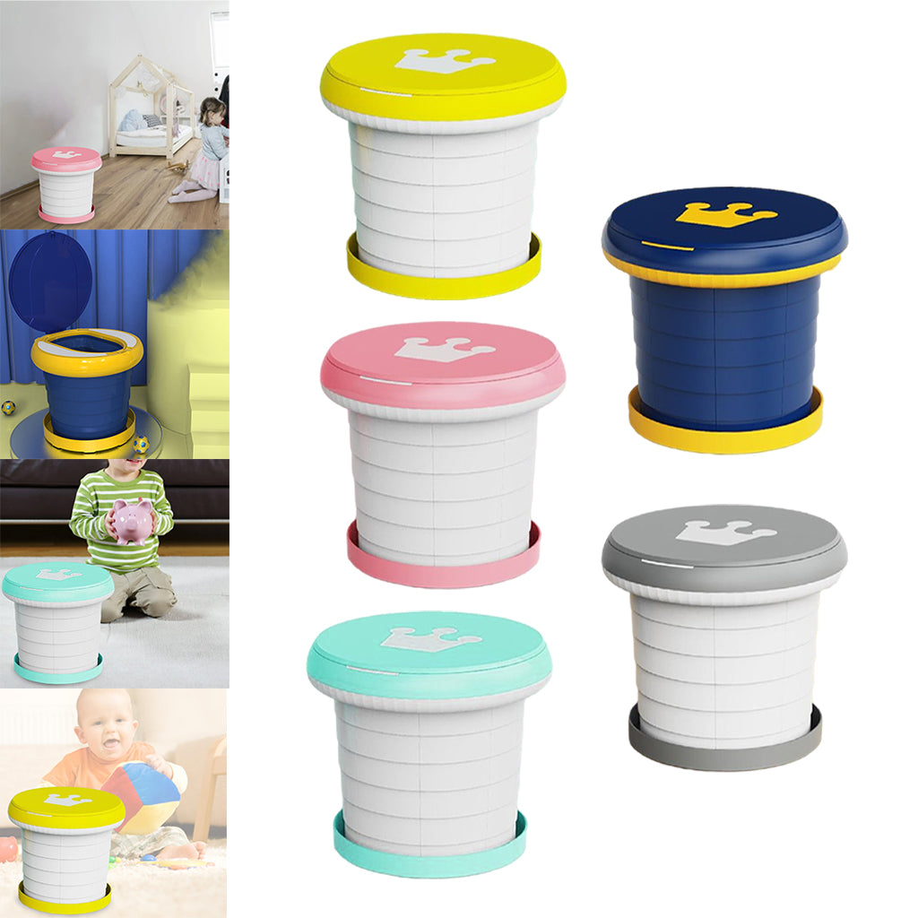 Cute Portable Folding Toilet Washable for Child Non-Slip Strip Design Park Yellow