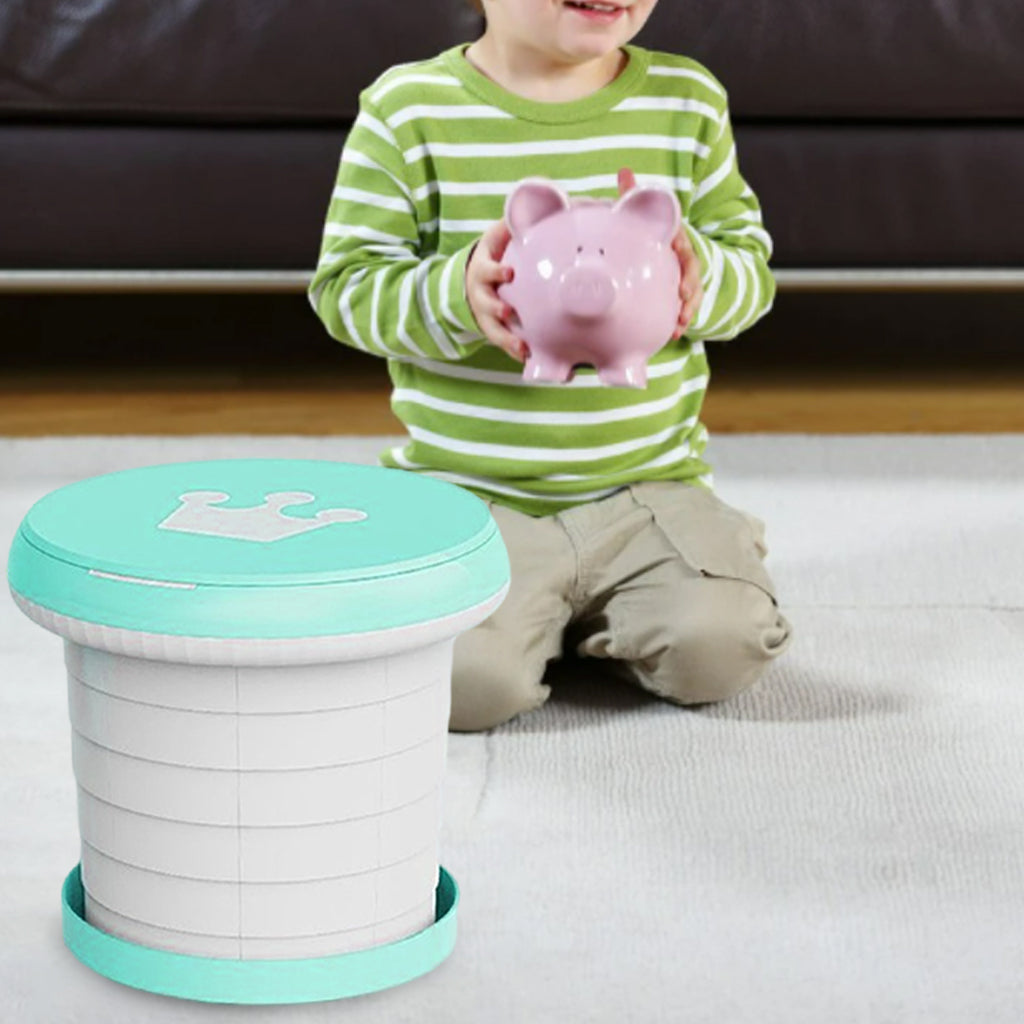 Cute Portable Folding Toilet Washable for Child Non-Slip Strip Design Park Green