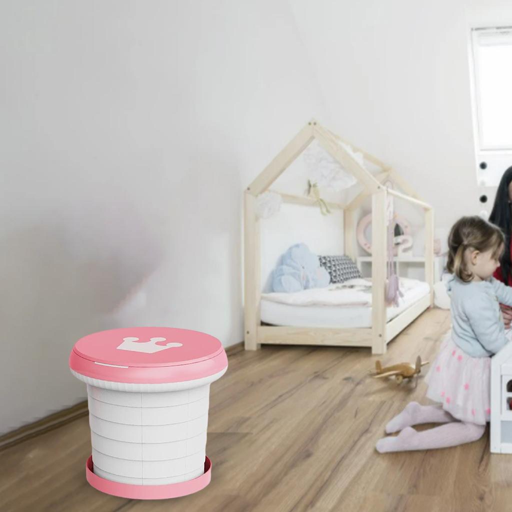 Cute Portable Folding Toilet Washable for Child Non-Slip Strip Design Park Pink