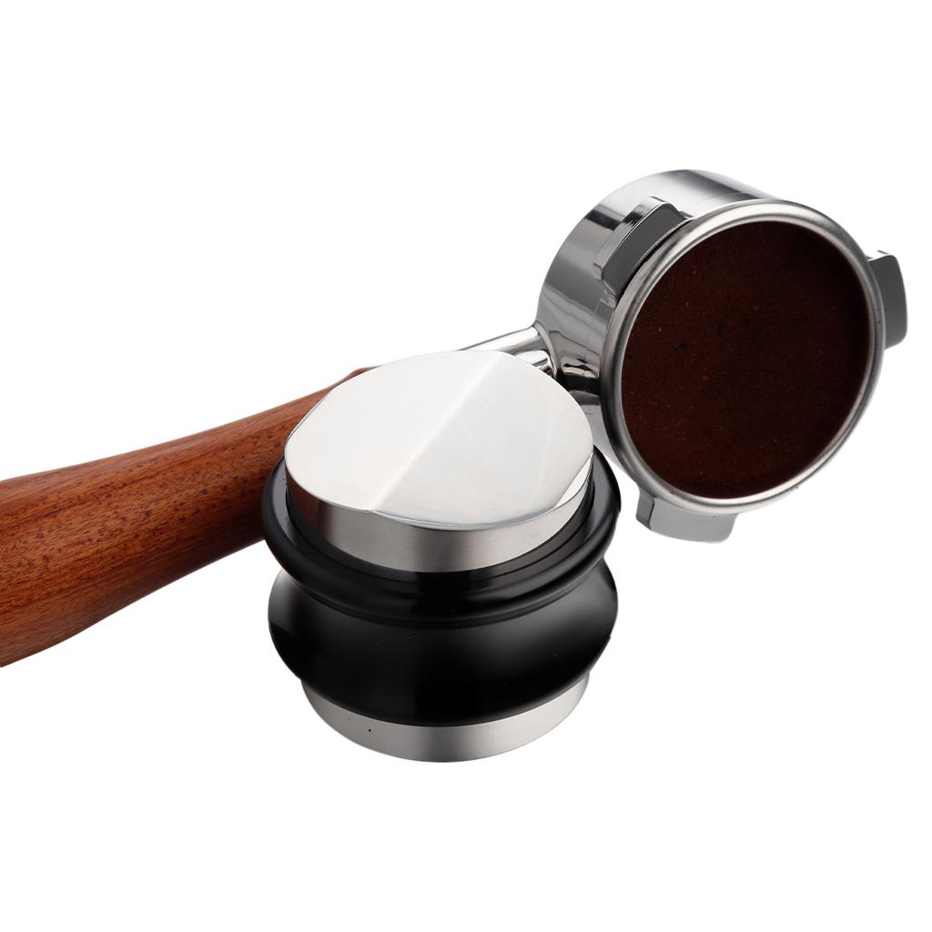 Alloy Coffee Distributor Leveler Adjustable Depth Coffee Tamper Black 51mm