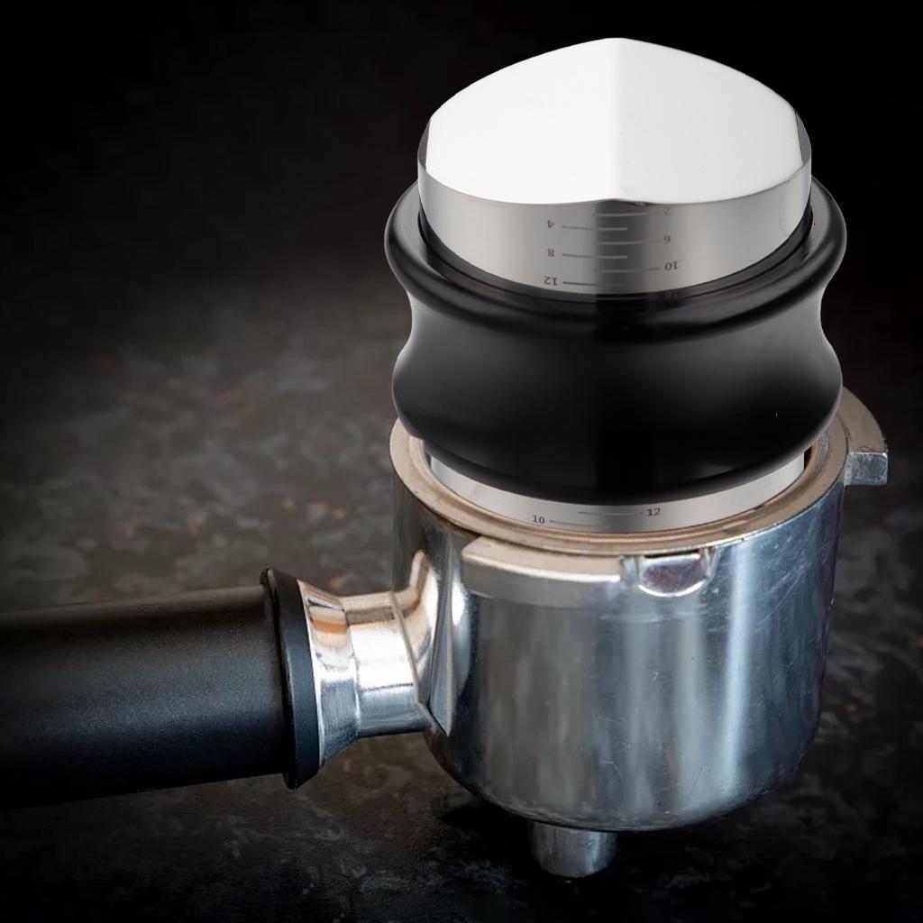 Alloy Coffee Distributor Leveler Adjustable Depth Coffee Tamper Black 51mm
