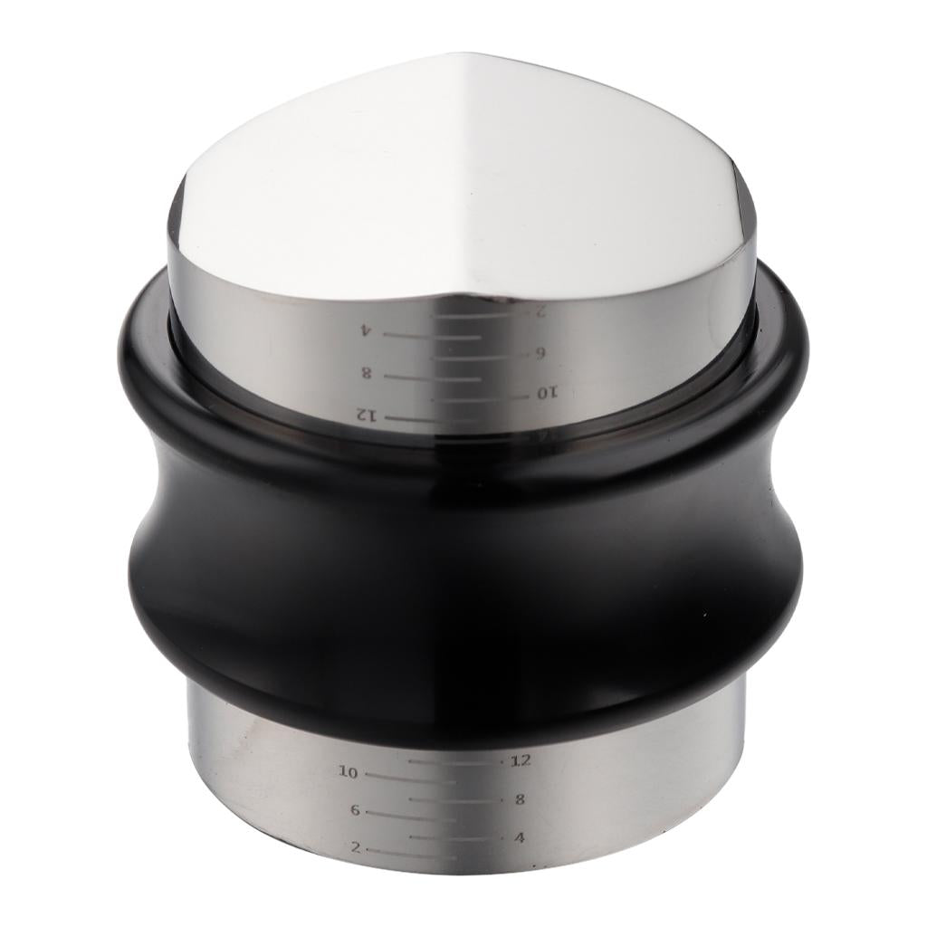 Alloy Coffee Distributor Leveler Adjustable Depth Coffee Tamper Black 51mm
