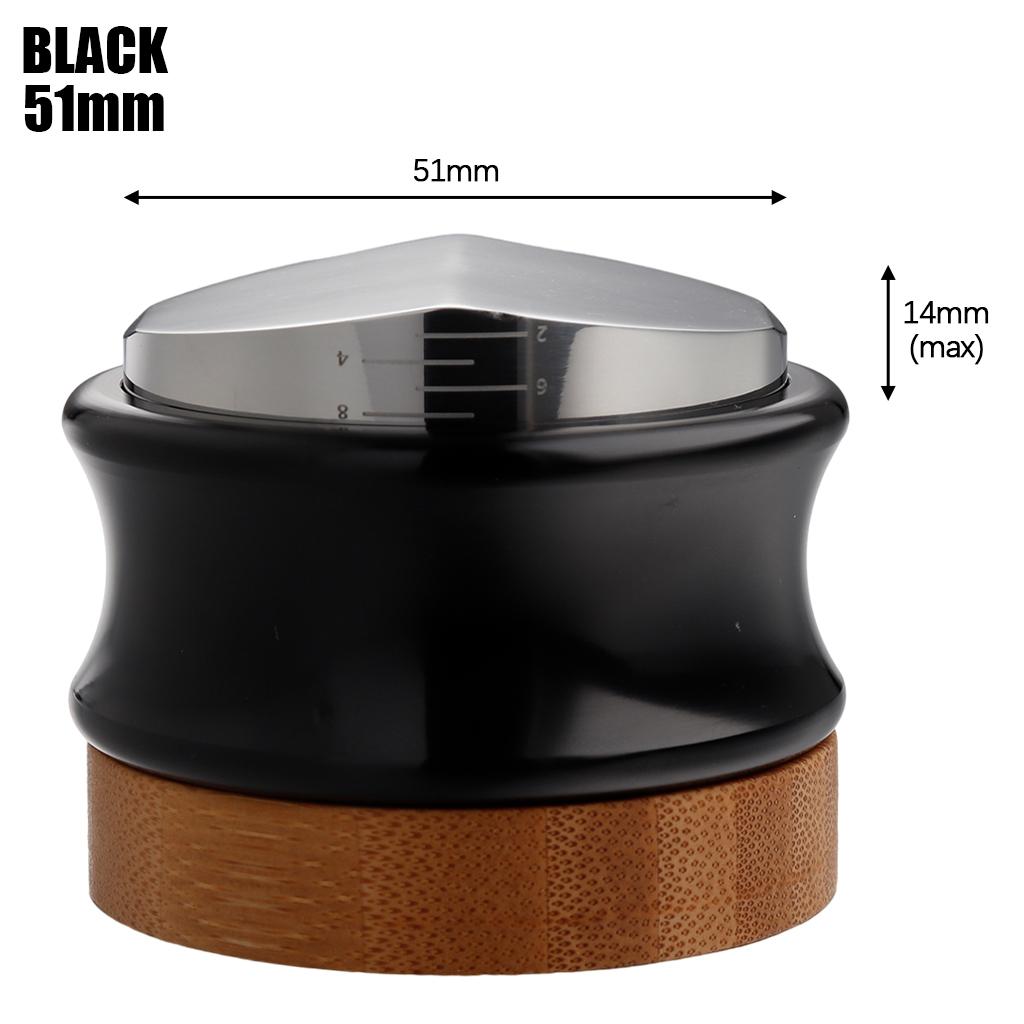 Alloy Coffee Distributor Leveler Adjustable Depth Coffee Tamper Black 51mm