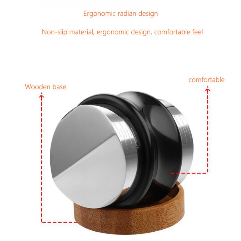 Alloy Coffee Distributor Leveler Adjustable Depth Coffee Tamper Black 53mm