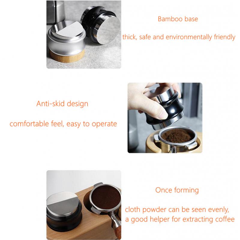 Alloy Coffee Distributor Leveler Adjustable Depth Coffee Tamper Black 53mm