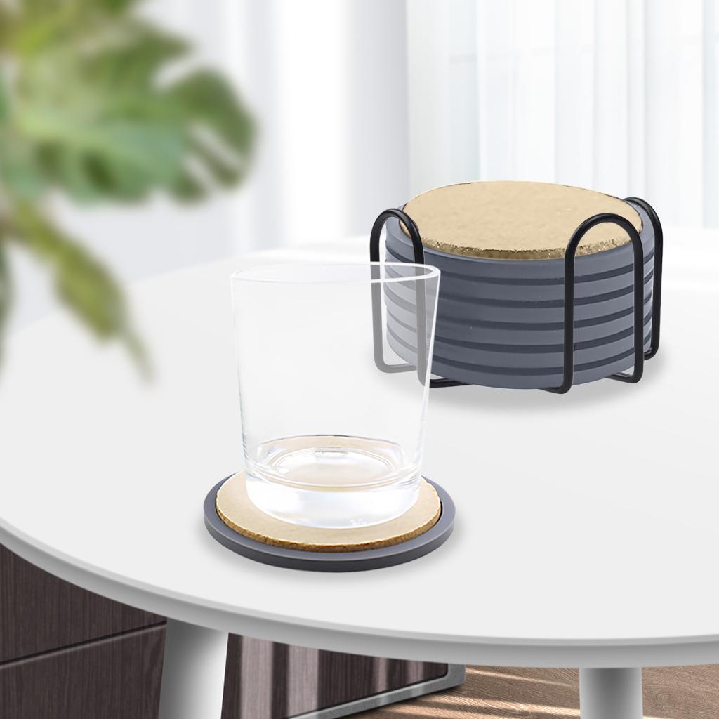 Absorbent Coasters 6Pcs Tabletop Drinking Heatproof for Resistant Kitchen Grey