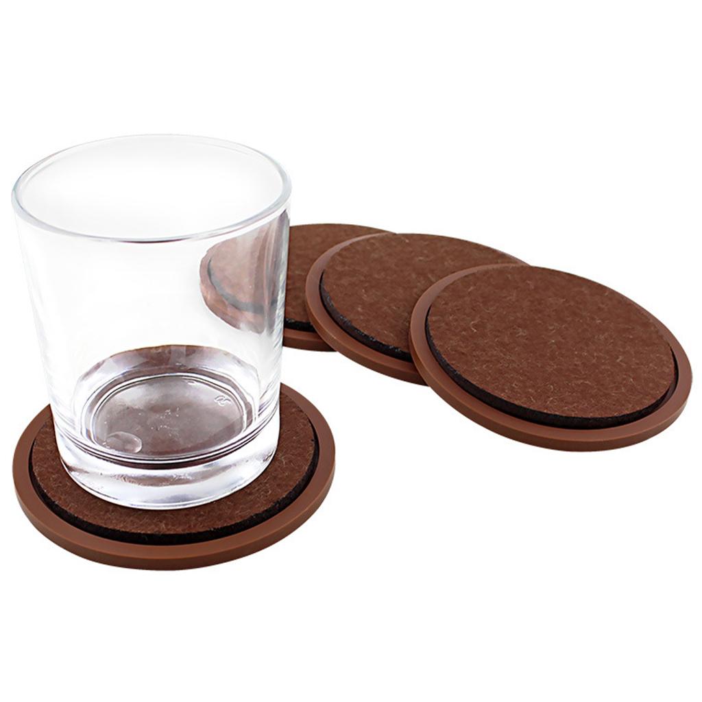 Absorbent Coasters 6Pcs Tabletop Drinking Heatproof for Resistant Kitchen Brown