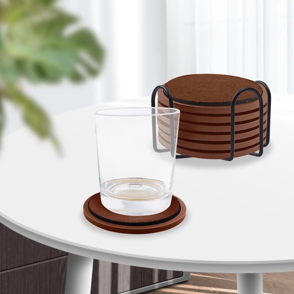 Absorbent Coasters 6Pcs Tabletop Drinking Heatproof for Resistant Kitchen Brown