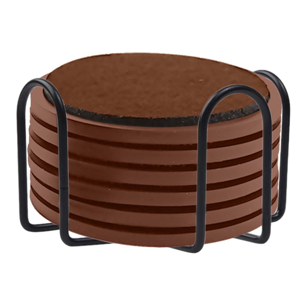 Absorbent Coasters 6Pcs Tabletop Drinking Heatproof for Resistant Kitchen Brown