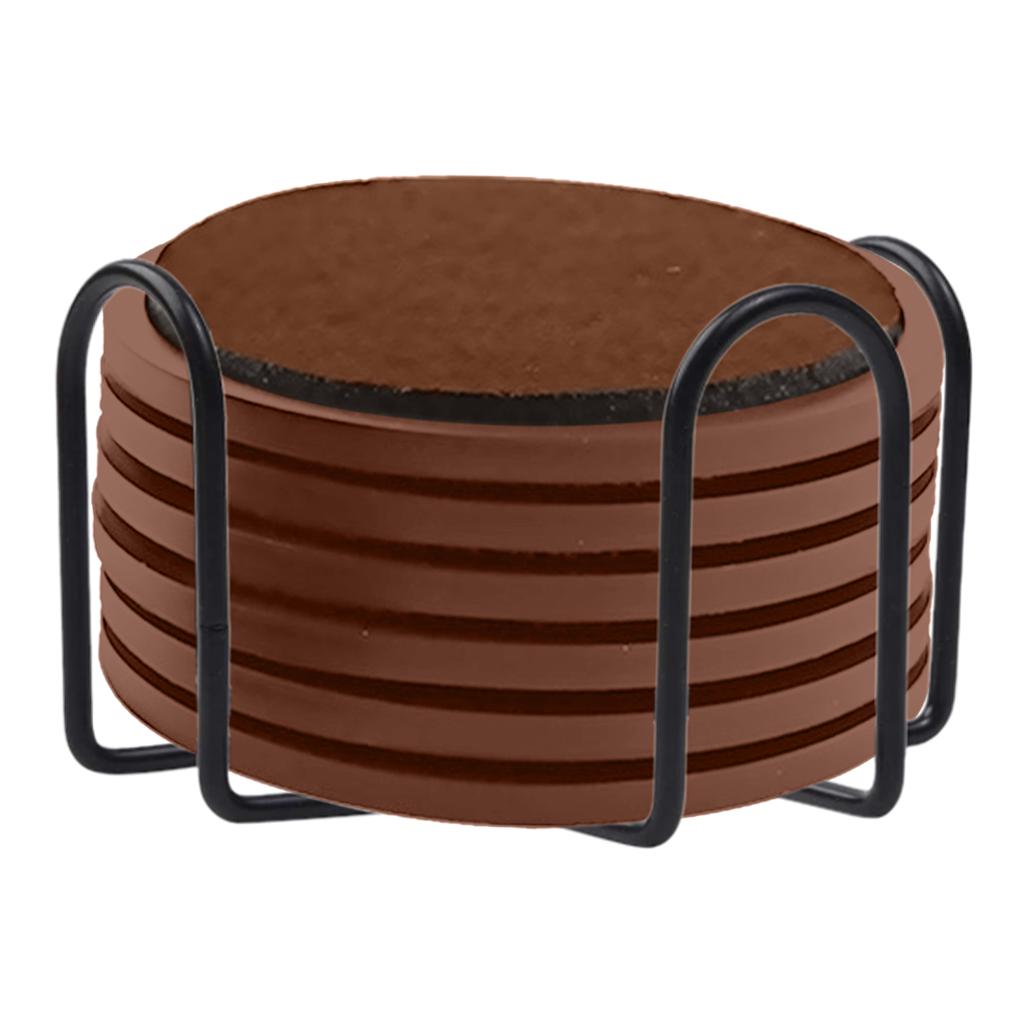 Absorbent Coasters 6Pcs Tabletop Drinking Heatproof for Resistant Kitchen Brown