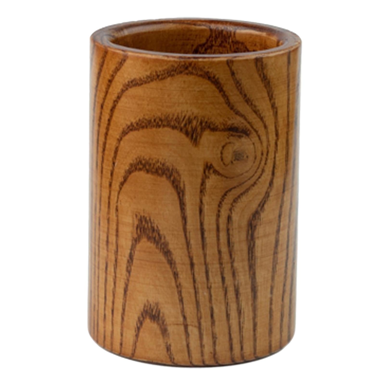 Round Wooden Utensil Holder Chopsticks Barrel Wooden Organizer for Home