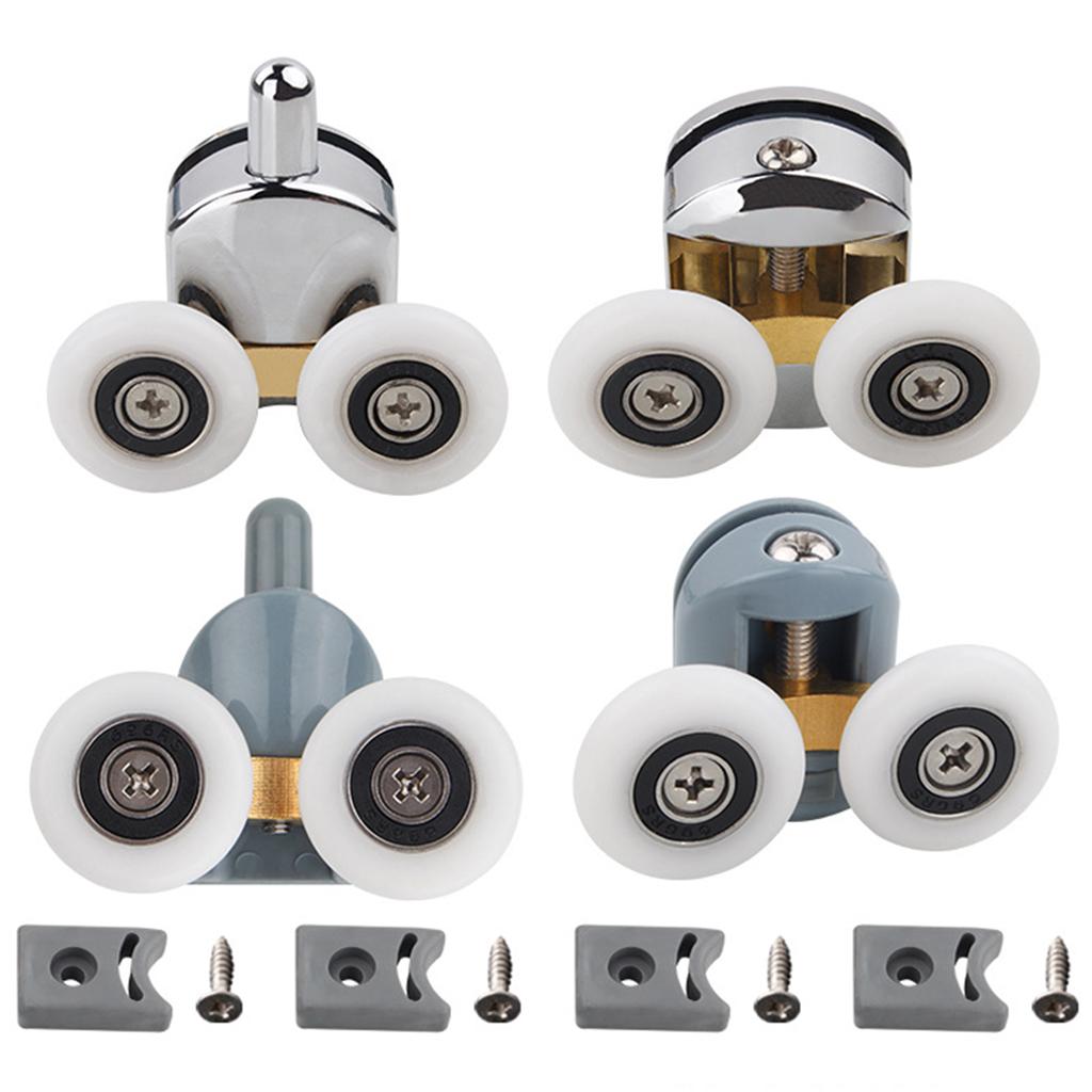 2Pcs Shower Door Rollers Twin Round Wheels Track Pulleys Wheels Silver 23mm