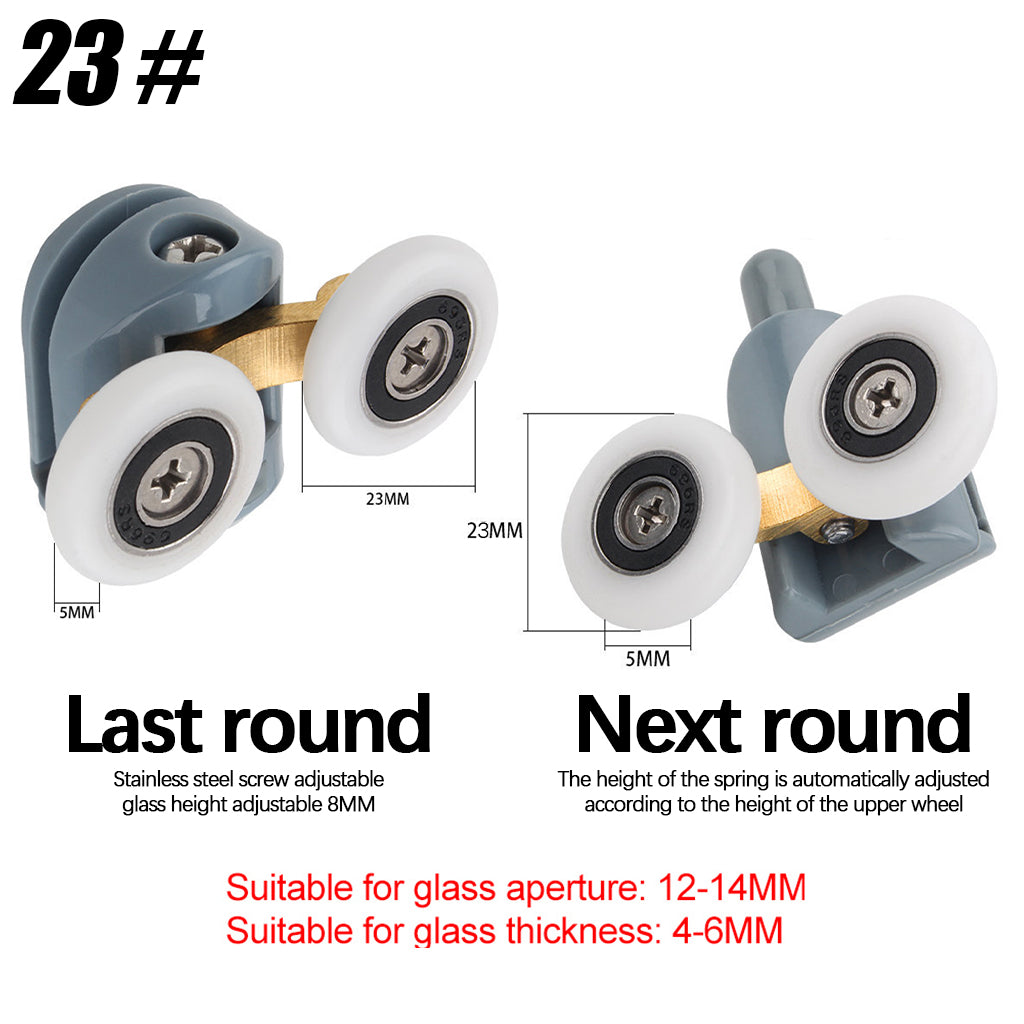 2Pcs Shower Door Rollers Twin Round Wheels Track Pulleys Wheels Grey 23mm