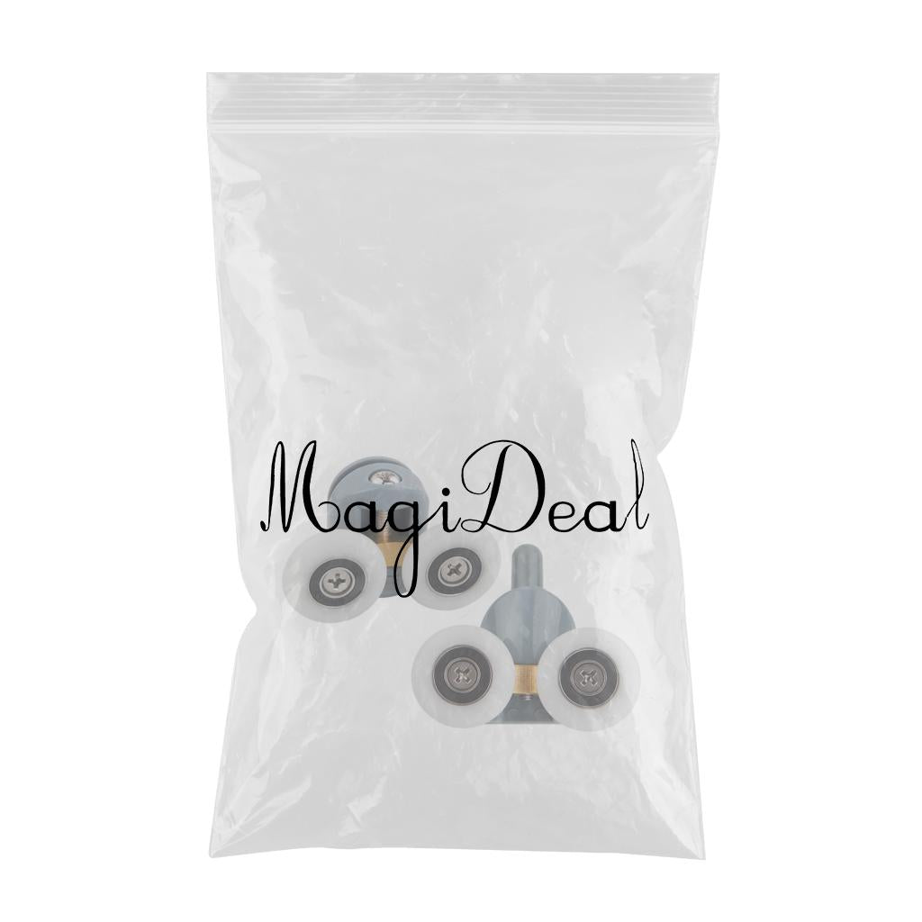 2Pcs Shower Door Rollers Twin Round Wheels Track Pulleys Wheels Grey 23mm