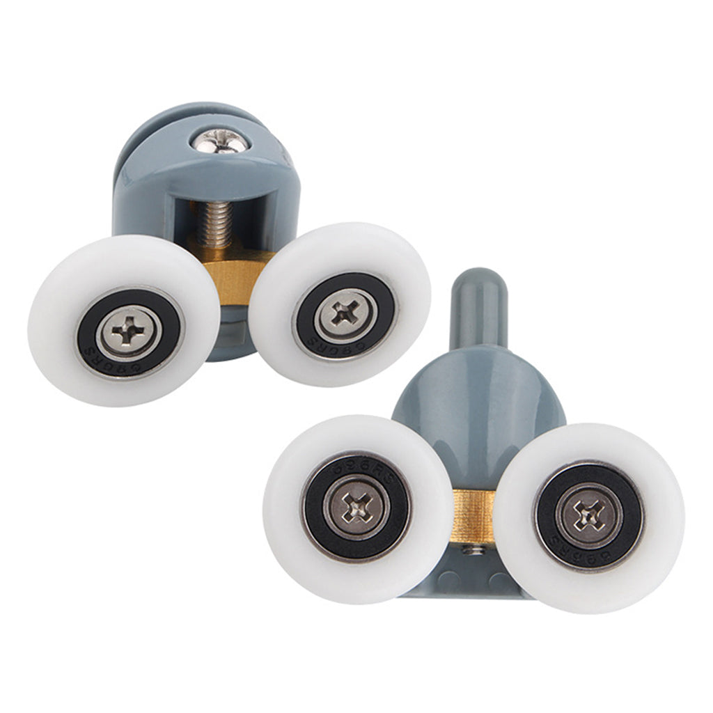 2Pcs Shower Door Rollers Twin Round Wheels Track Pulleys Wheels Grey 23mm