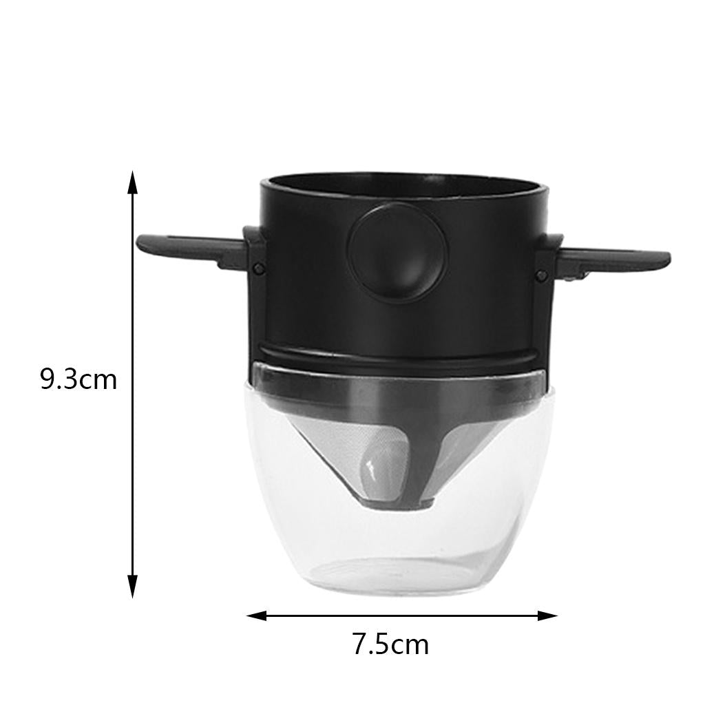 Coffee Filter Easy to Clean Paperless 1-2 Cup for Backpacking Home Travel black with cup