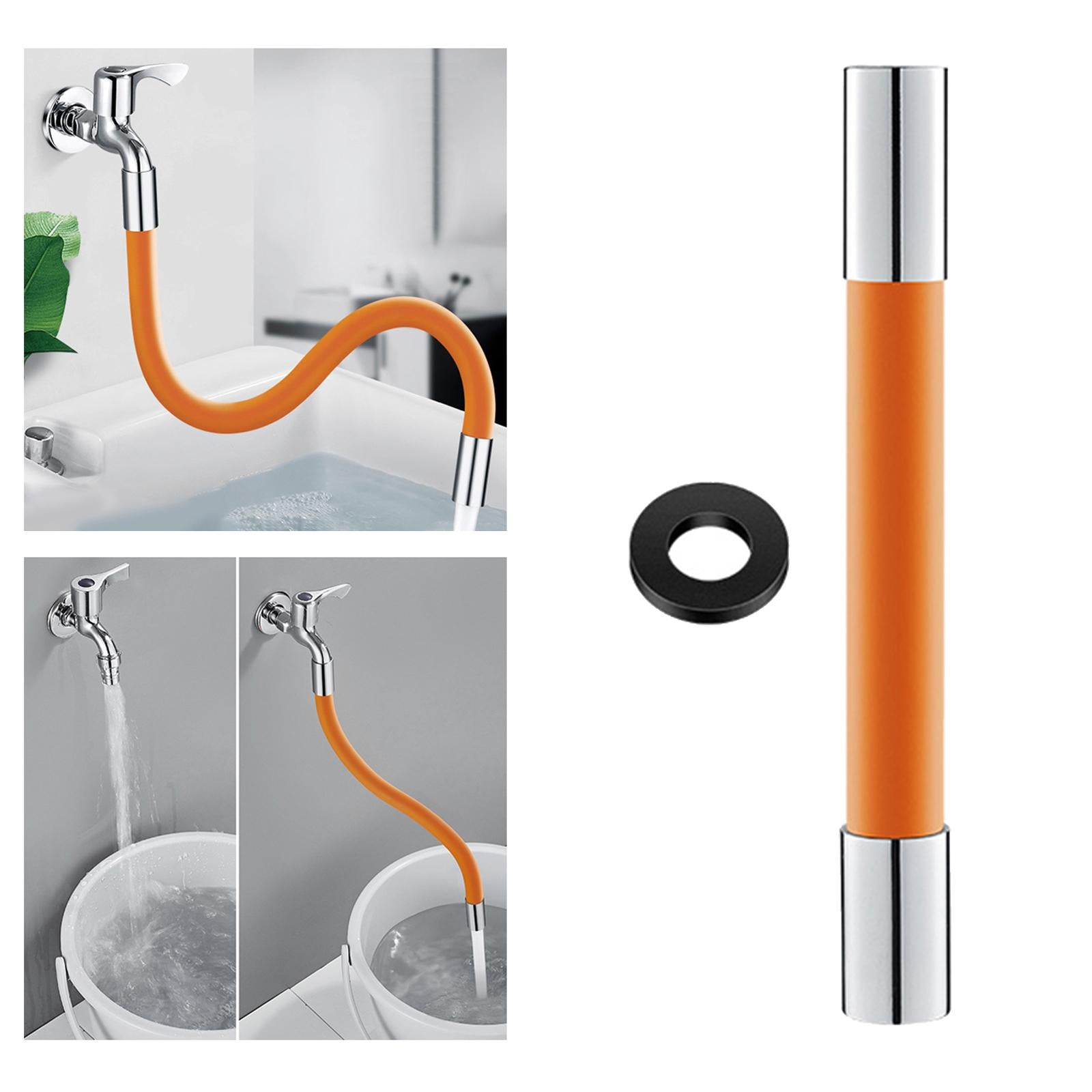 360 Rotary Faucet Extender Bendable Extension Pipe Extension Tube 30cm Orange