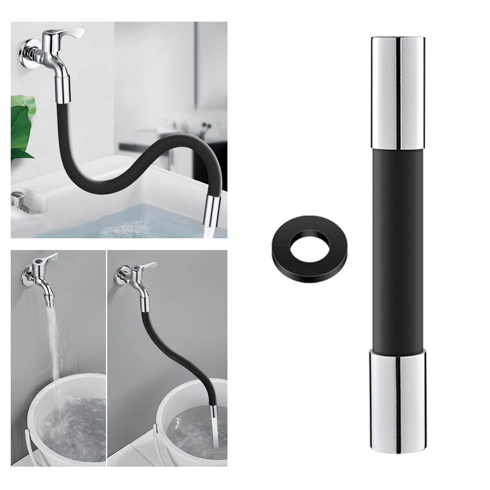 360 Rotary Faucet Extender Bendable Extension Pipe Extension Tube 20cm Black