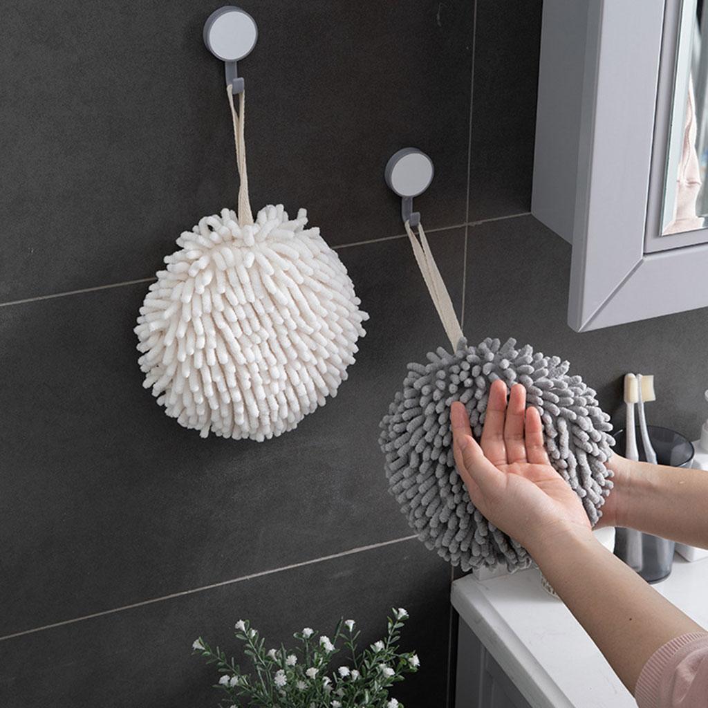 Hand Towel Ball Soft Hanging Cleaning Cloths Super Absorbent for Kitchen Gray