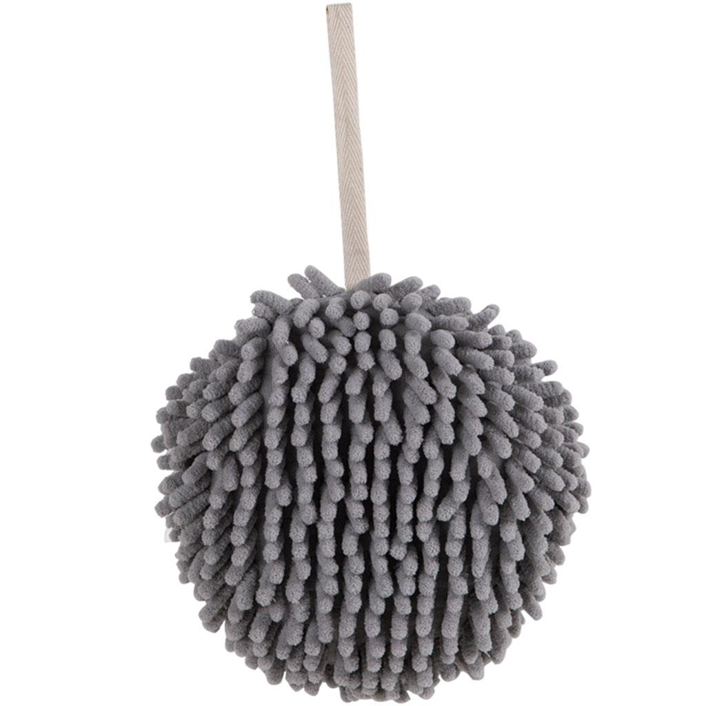 Hand Towel Ball Soft Hanging Cleaning Cloths Super Absorbent for Kitchen Gray