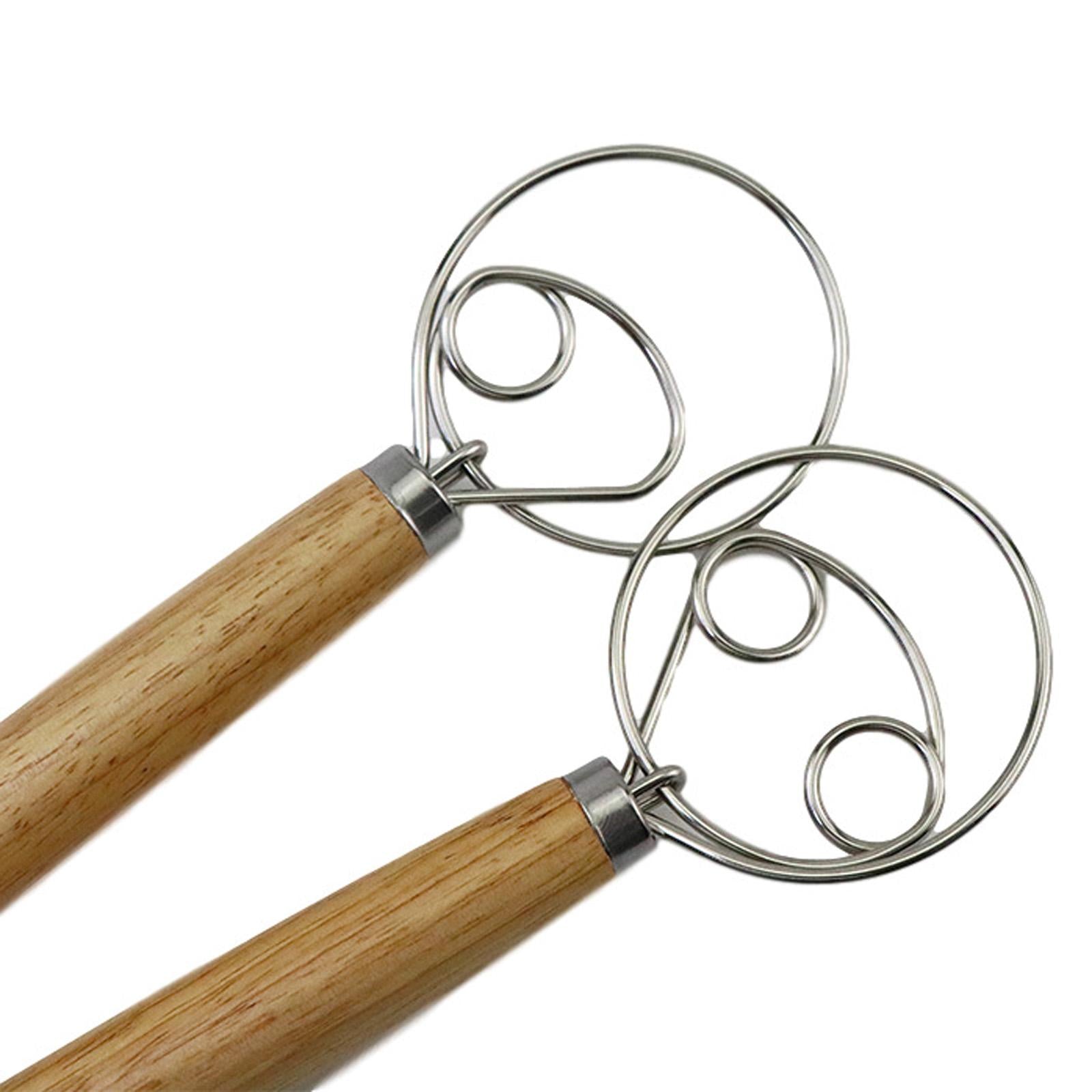 Danish Dough Whisk, Stainless Steel/Wood Double