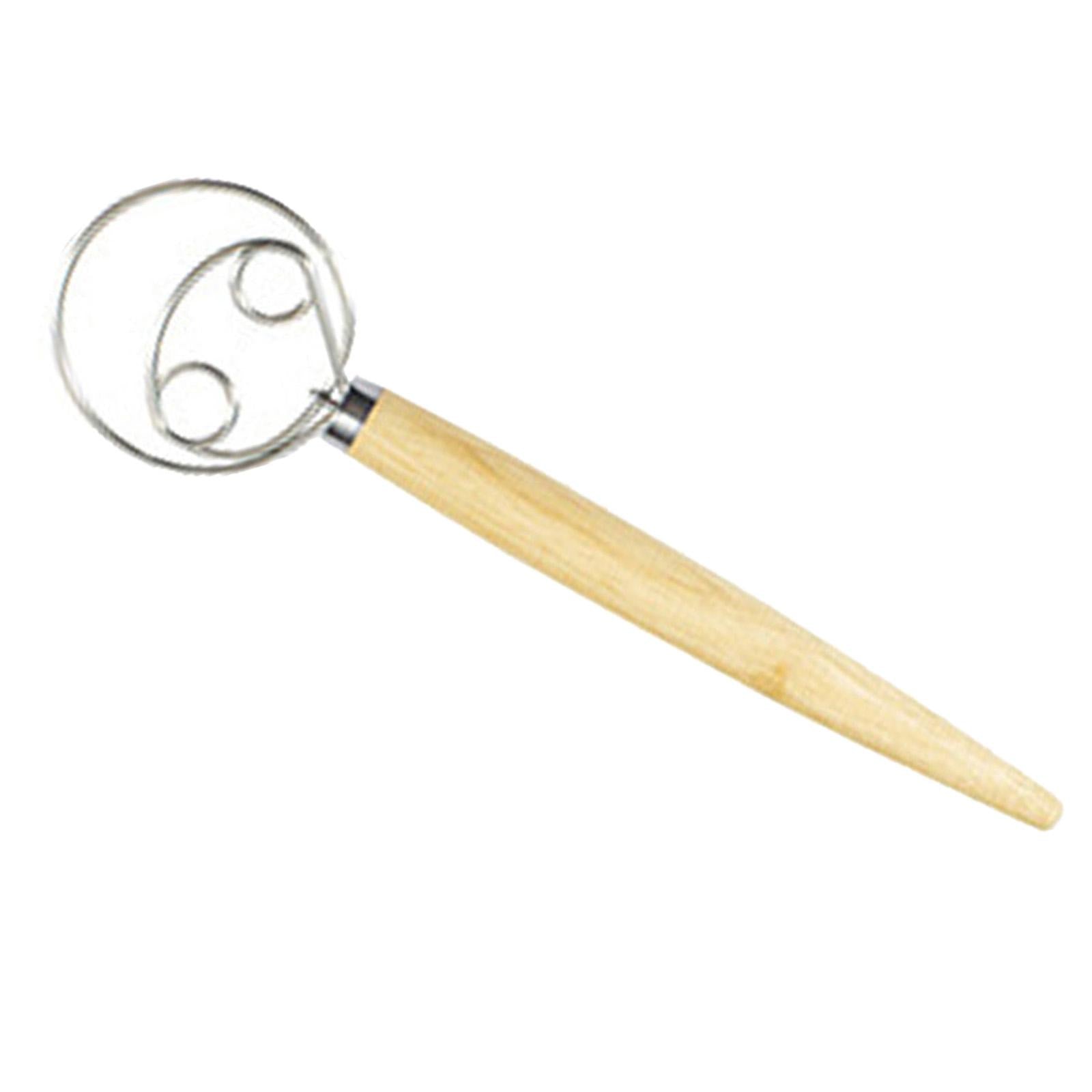 Danish Dough Whisk, Stainless Steel/Wood Double