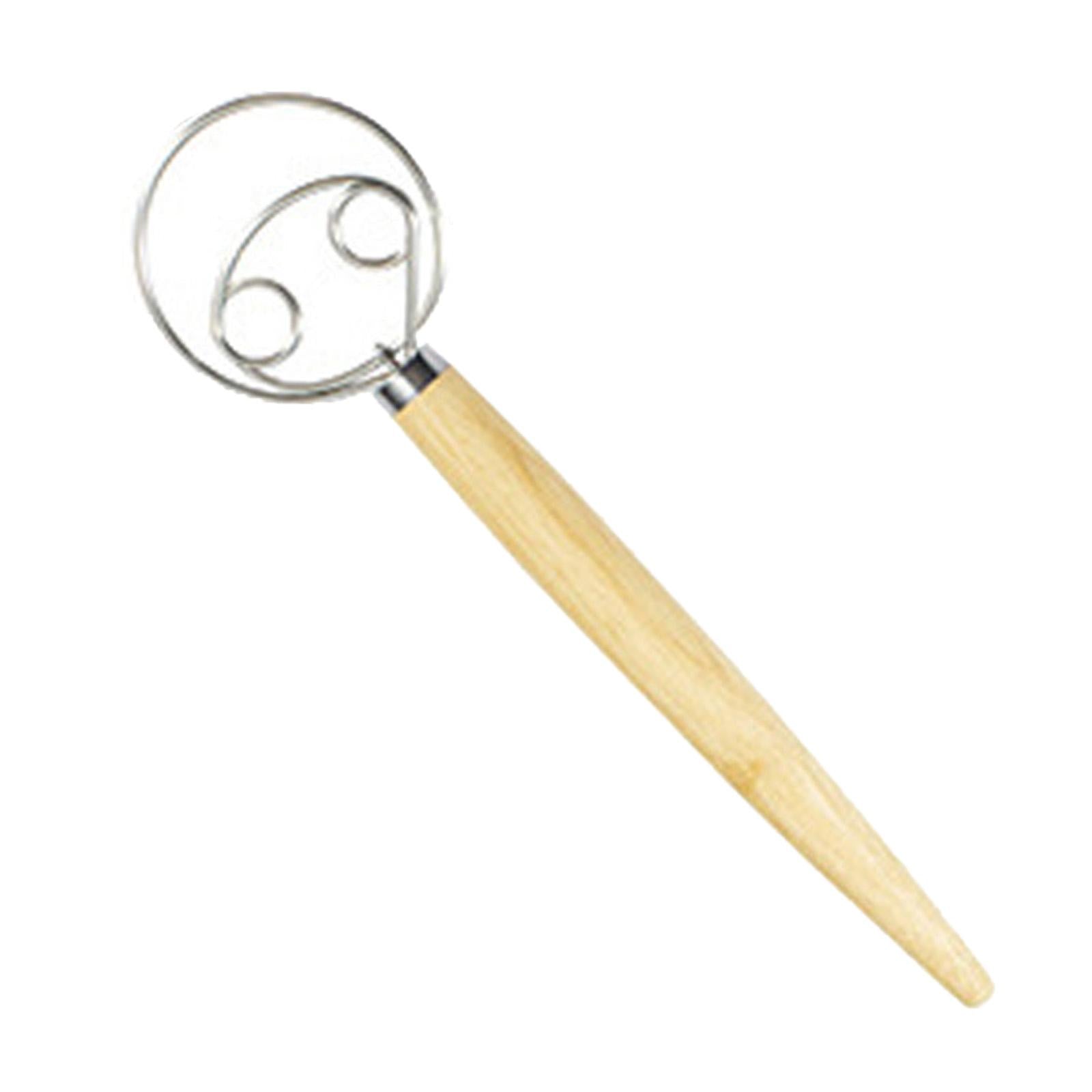 Danish Dough Whisk, Stainless Steel/Wood Double