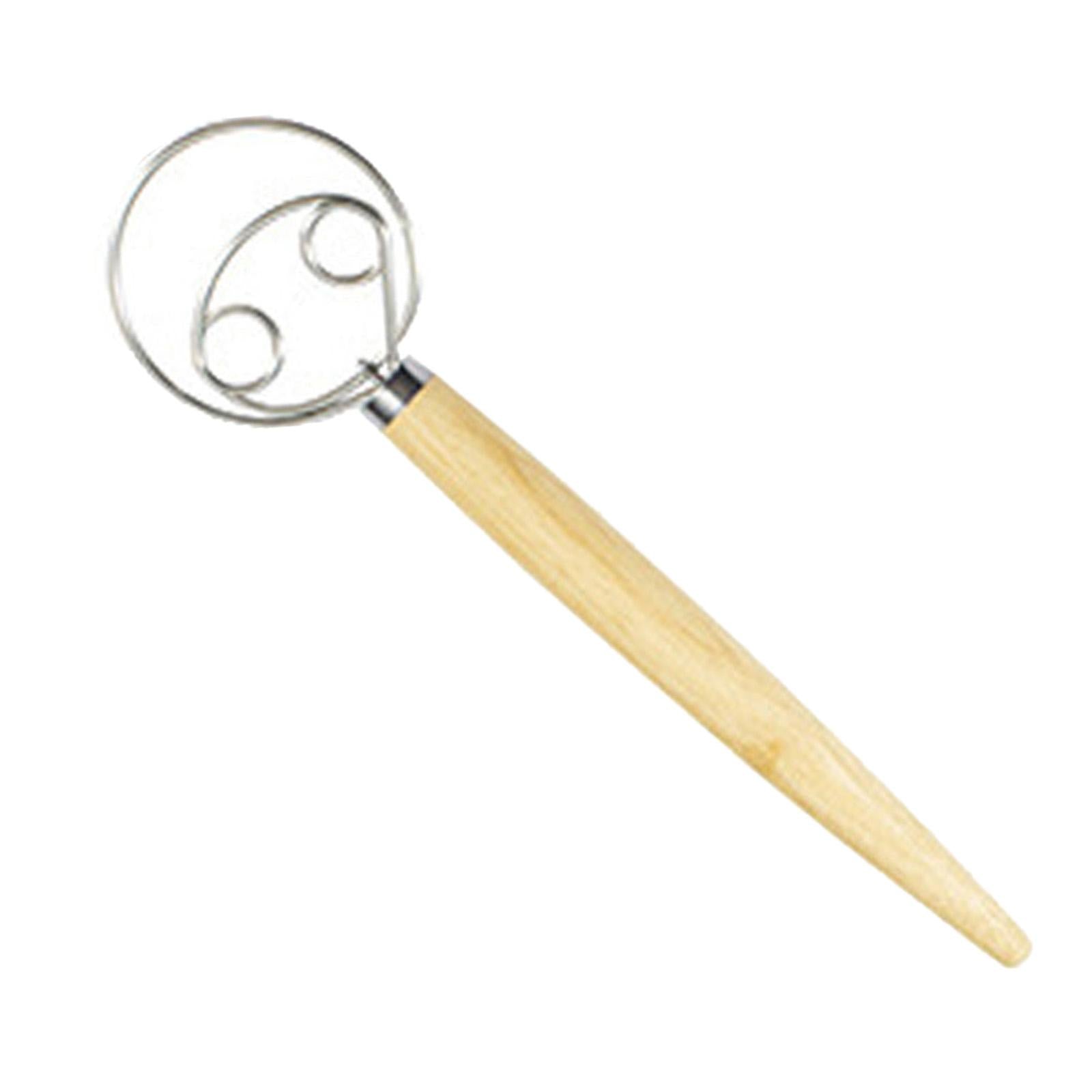 Danish Dough Whisk, Stainless Steel/Wood Double