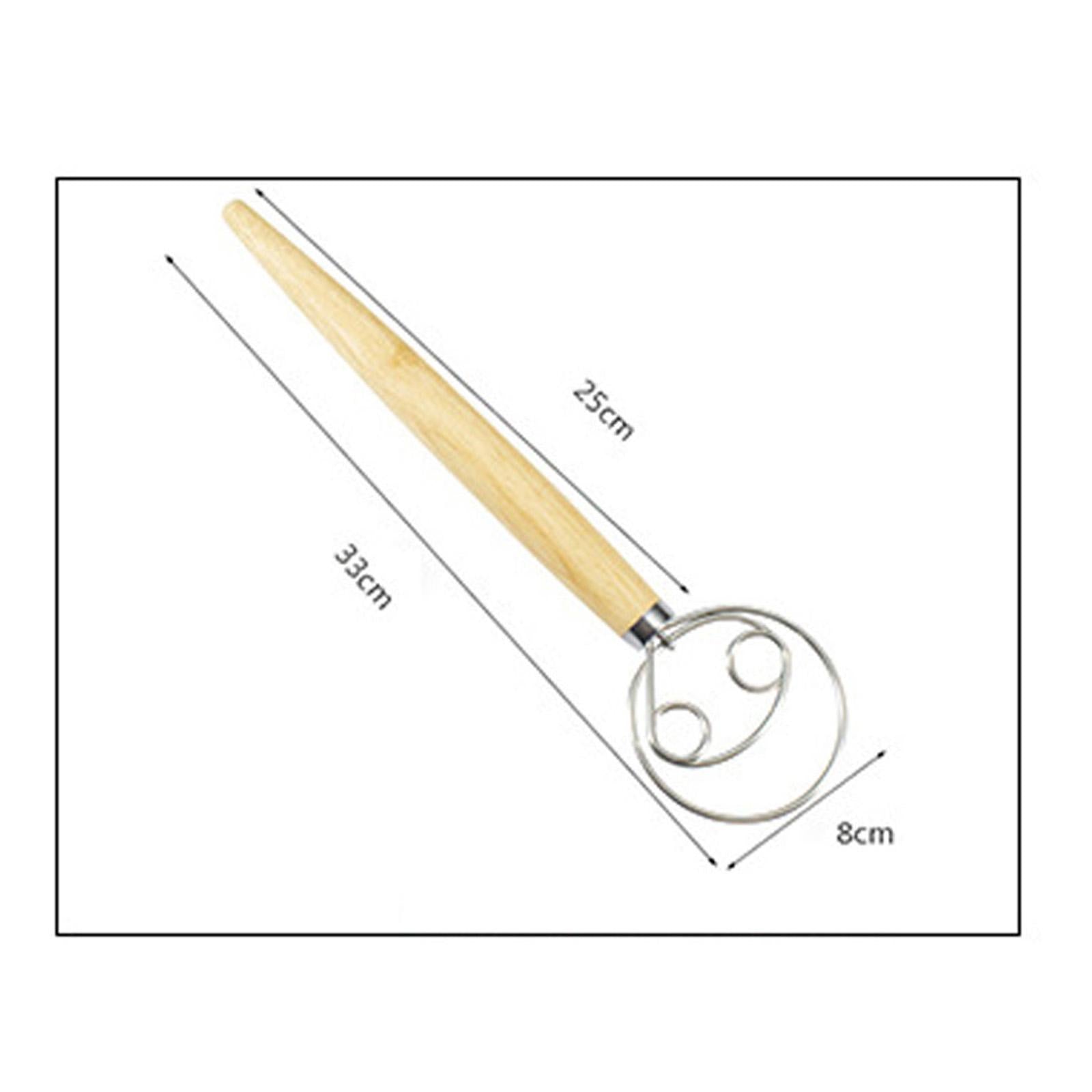 Danish Dough Whisk, Stainless Steel/Wood Double