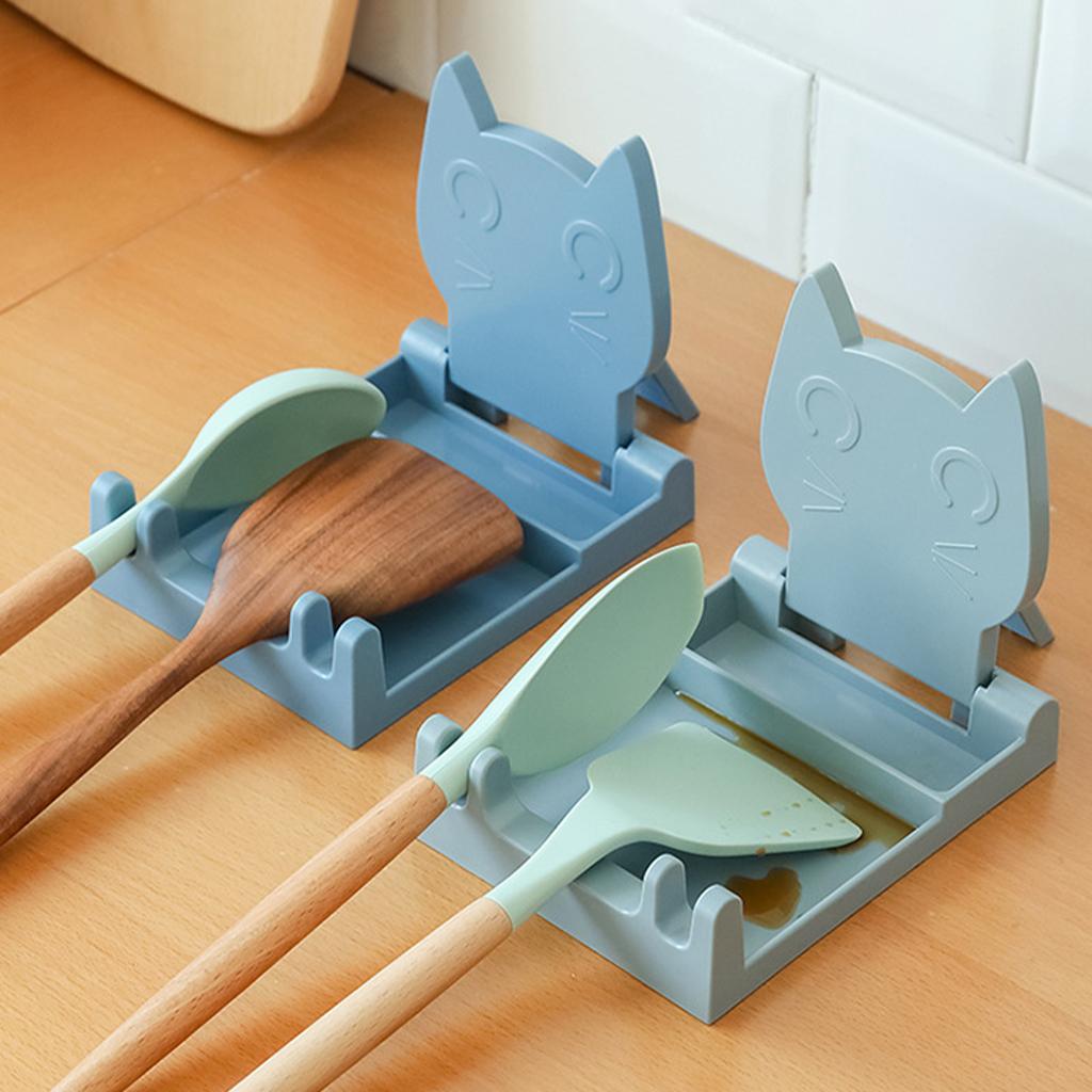 Kitchen Pot Lid Pan Cover Holder Ladle Tongs Stand Cooking Gadgets Blue