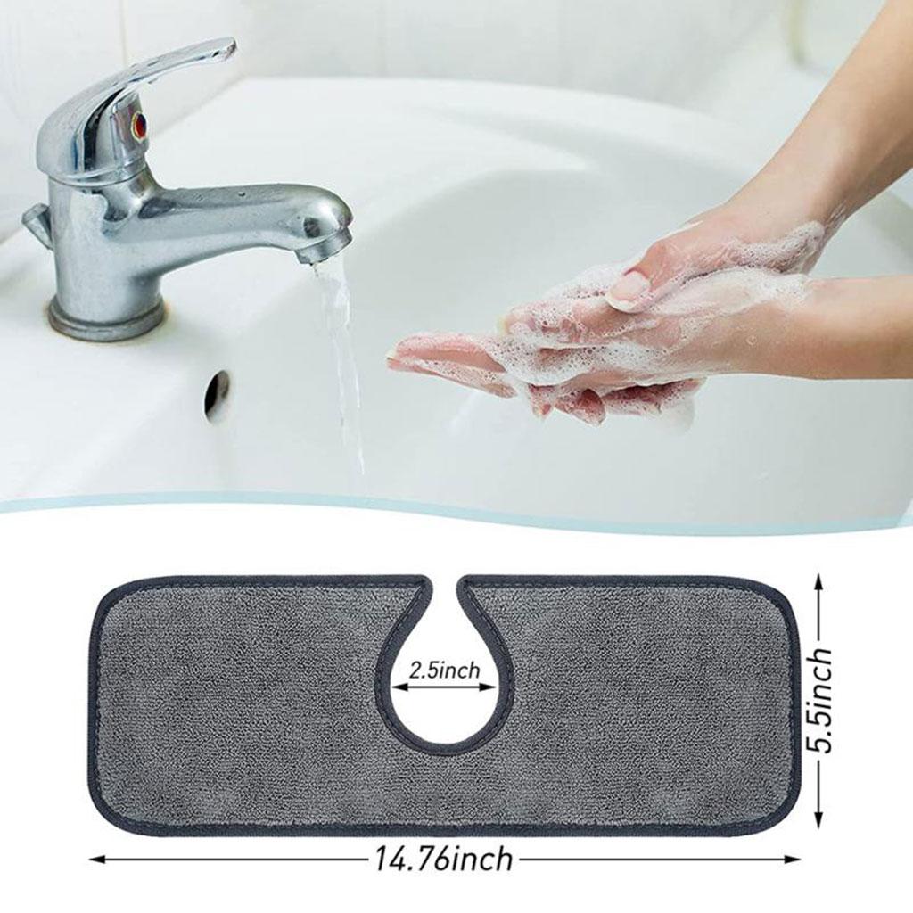 3 Pack Faucet Absorbent Mat Sink Absorbent Mat for Bathroom Countertop Black