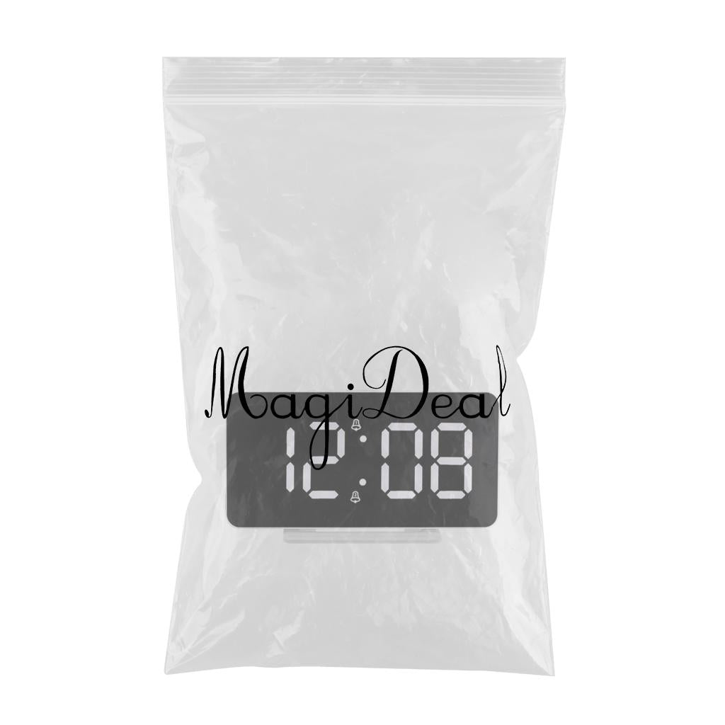 Digital Clock Table Desk Clocks LED Display for Living Room Study Adults Black Mirror