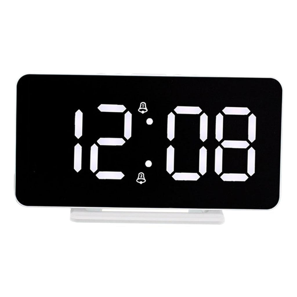 Digital Clock Table Desk Clocks LED Display for Living Room Study Adults Black Mirror