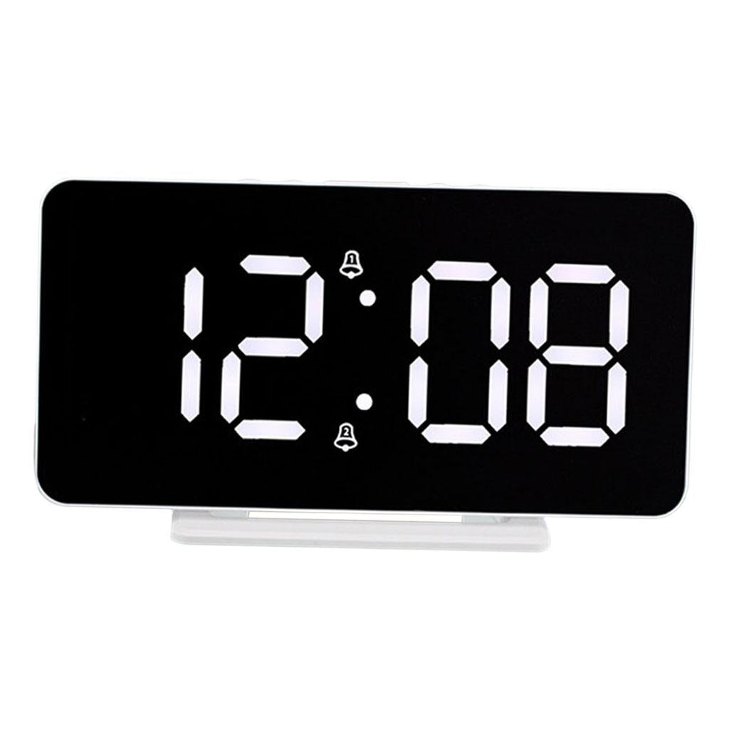 Digital Clock Table Desk Clocks LED Display for Living Room Study Adults Black Mirror