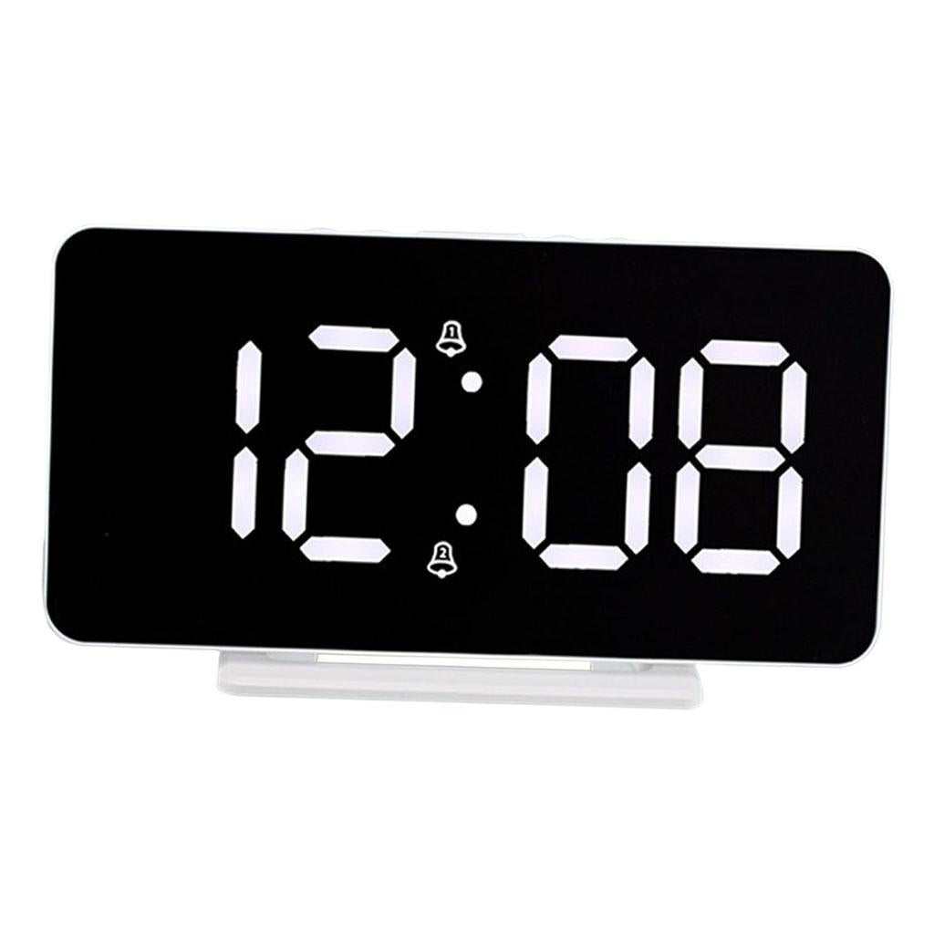 Digital Clock Table Desk Clocks LED Display for Living Room Study Adults Black Mirror