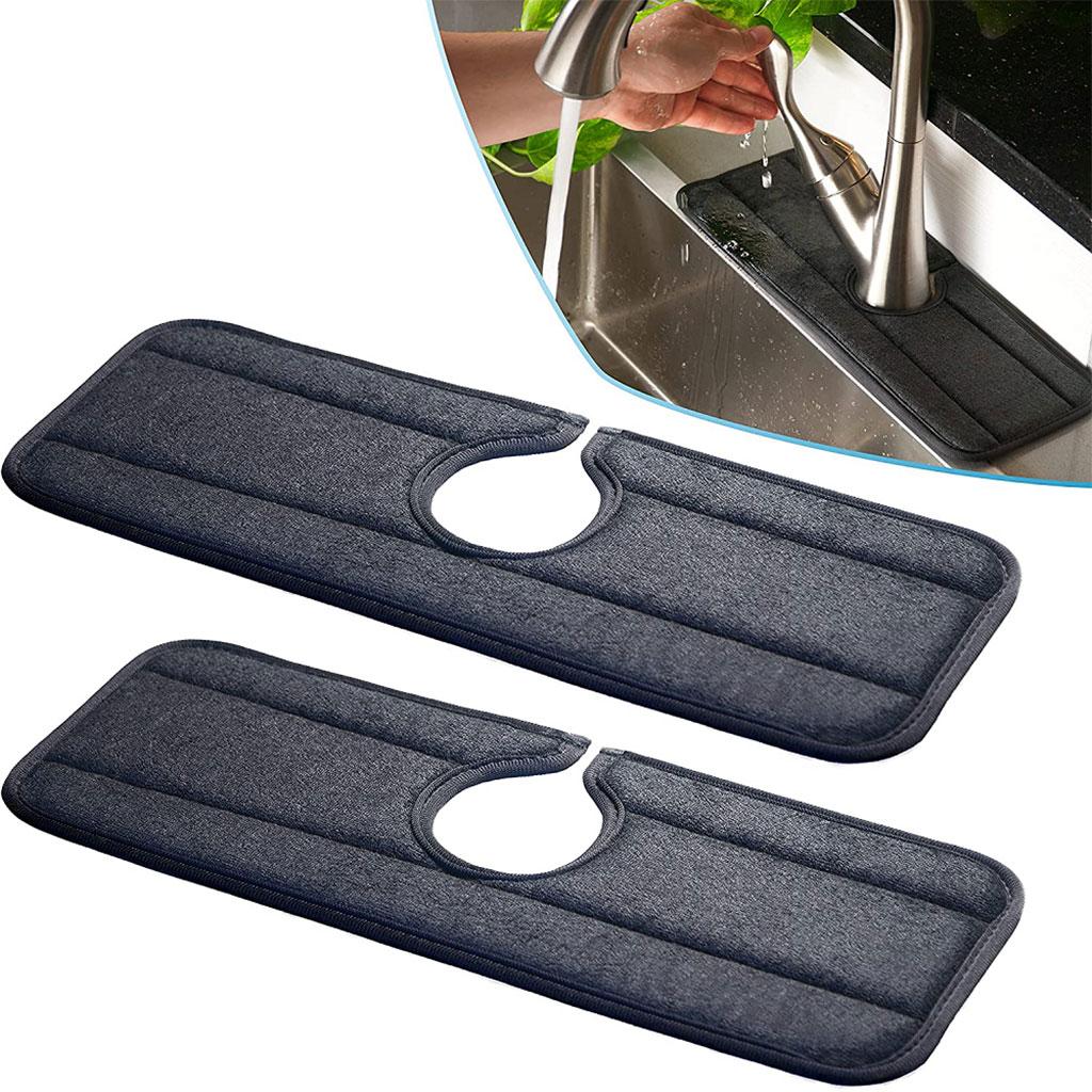 Fiber Kitchen Faucet Absorbent Pad Faucet Splash Catcher Black 3 Pieces