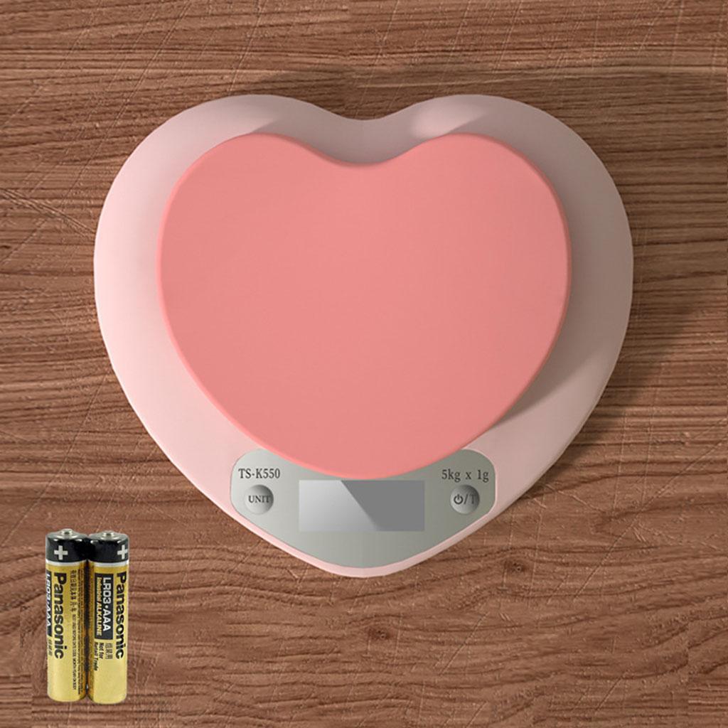 Portable Digital Kitchen Scale G/lb/oz Heart-Shaped Accurate Tool for Bakery Battery Models