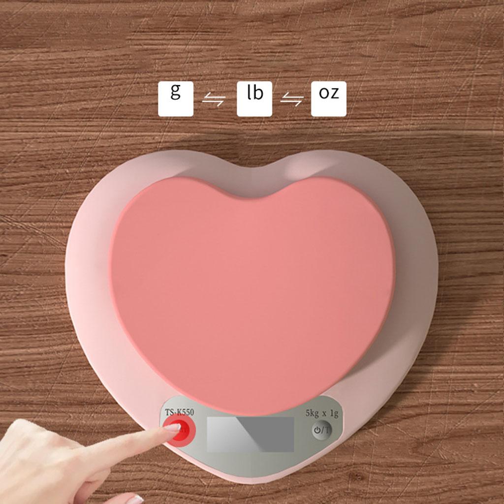 Portable Digital Kitchen Scale G/lb/oz Heart-Shaped Accurate Tool for Bakery Battery Models