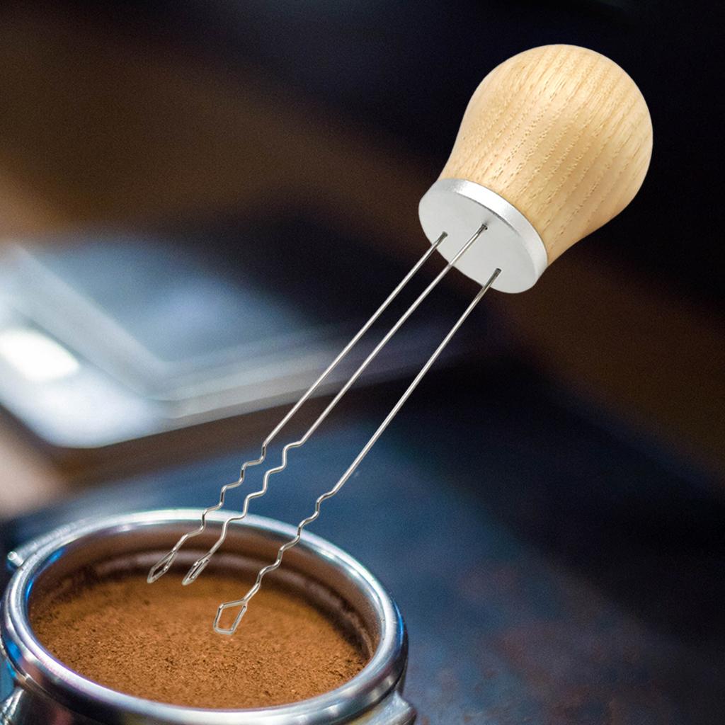 Espresso Coffee Stirrer Professional Powder Dispensing for Espresso Barista Ash Wood Silver
