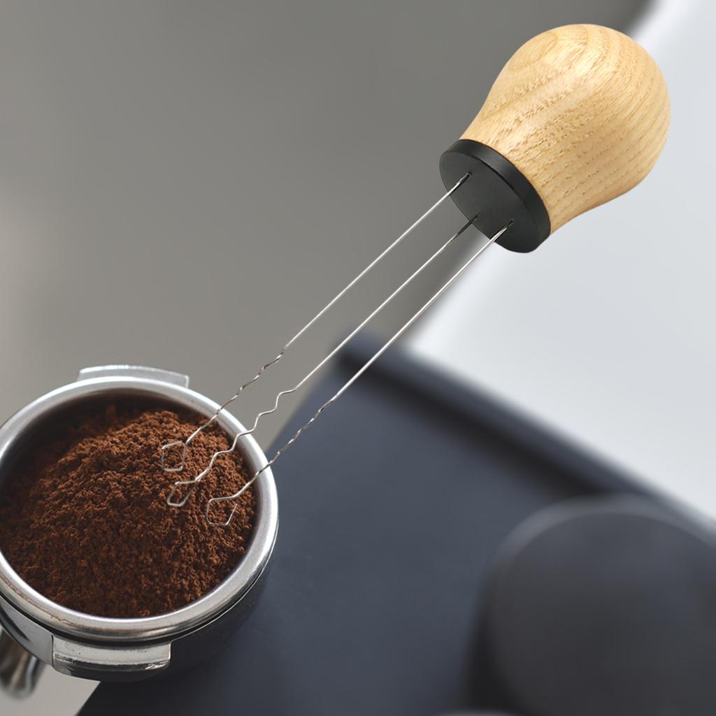 Espresso Coffee Stirrer Professional Powder Dispensing for Espresso Barista Ash Wood Black