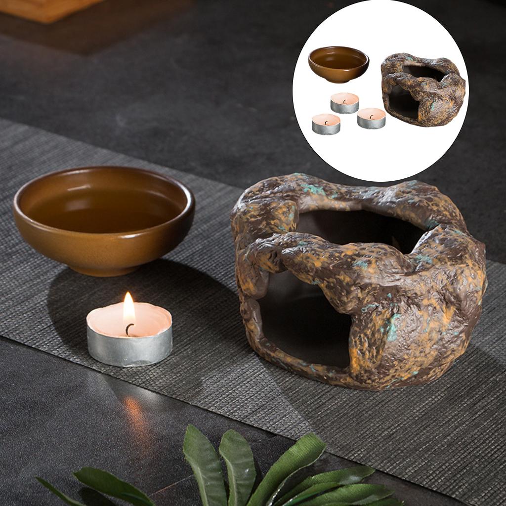Warmtea Base, Stoneware Candle Teaware Durable Heatproof for Household Home with cup
