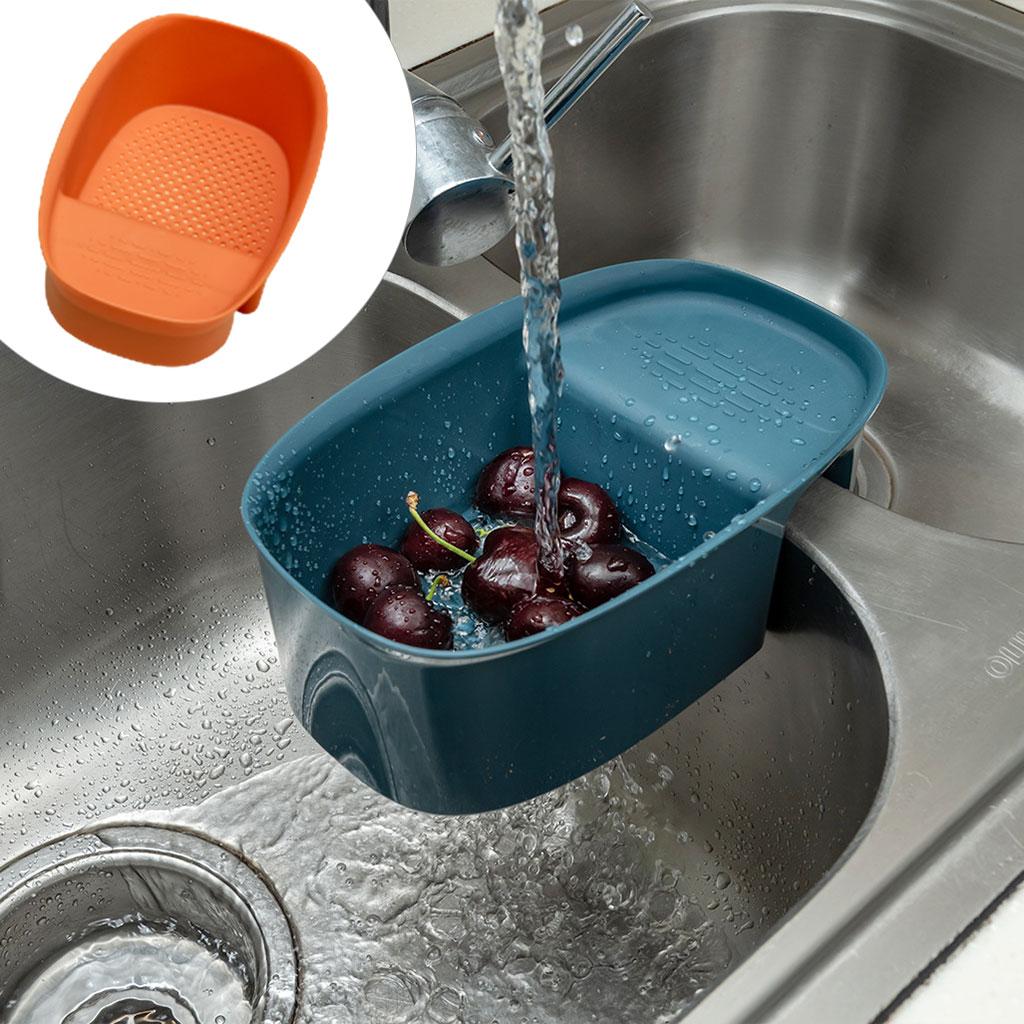 Kitchen Sink Strainer Basket Saddle-Shaped for Wash Vegetables Fruits Pasta Orange