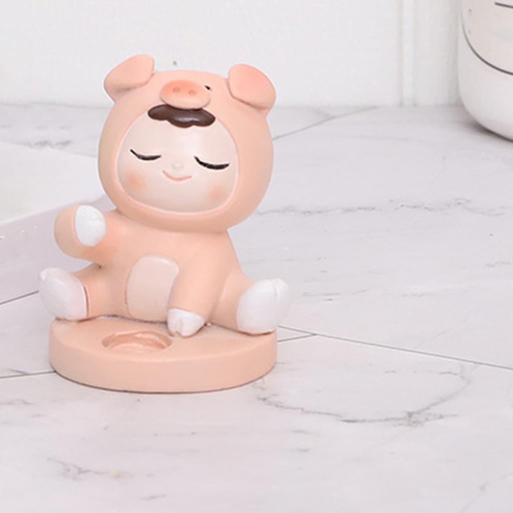 Cute Toothbrush Holder Stand Animal Shape Multi-Functional for Hotel Vanity Pig