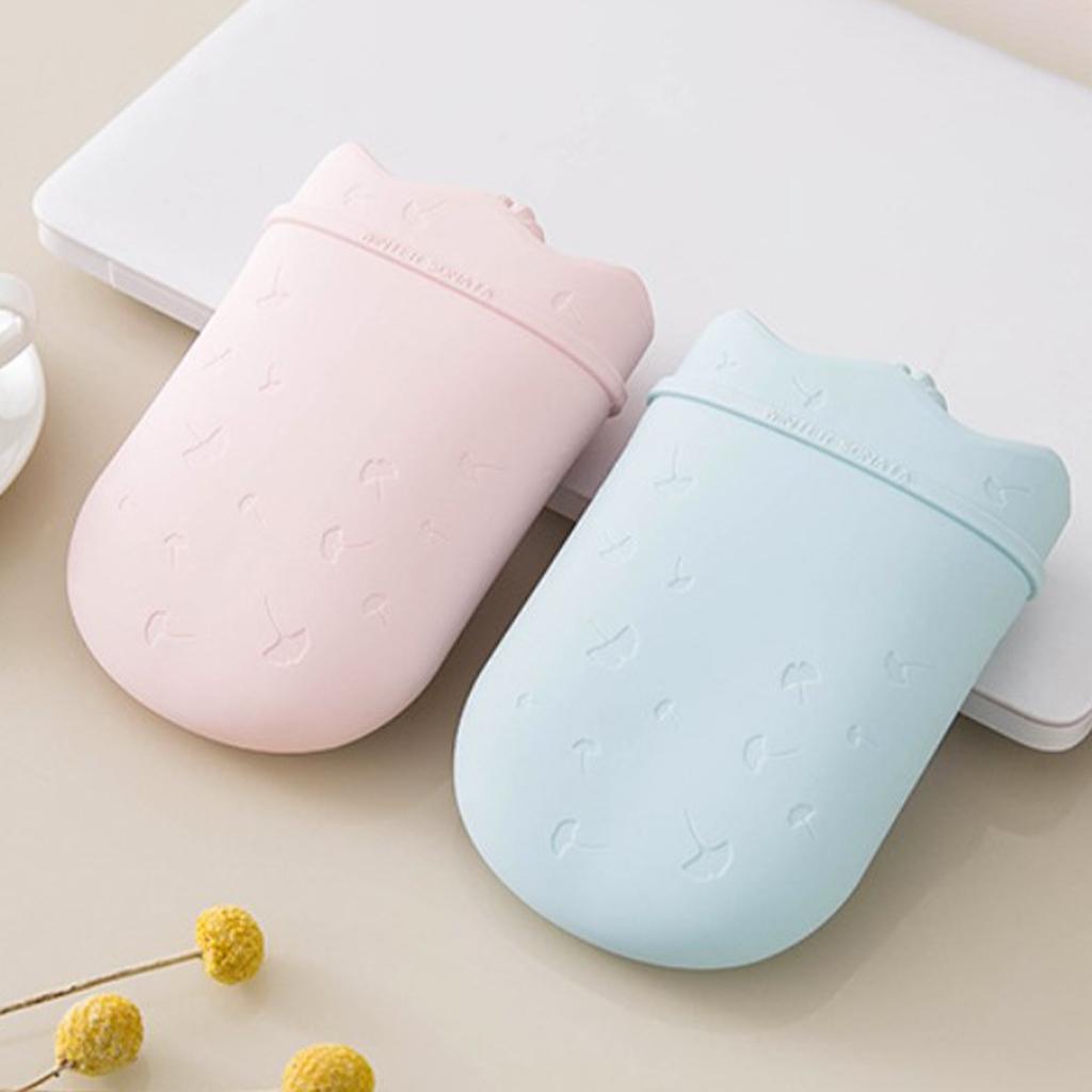 500ml Hot Water Bottle & Cover Leakproof High Density Winter Hand Warmer Blue
