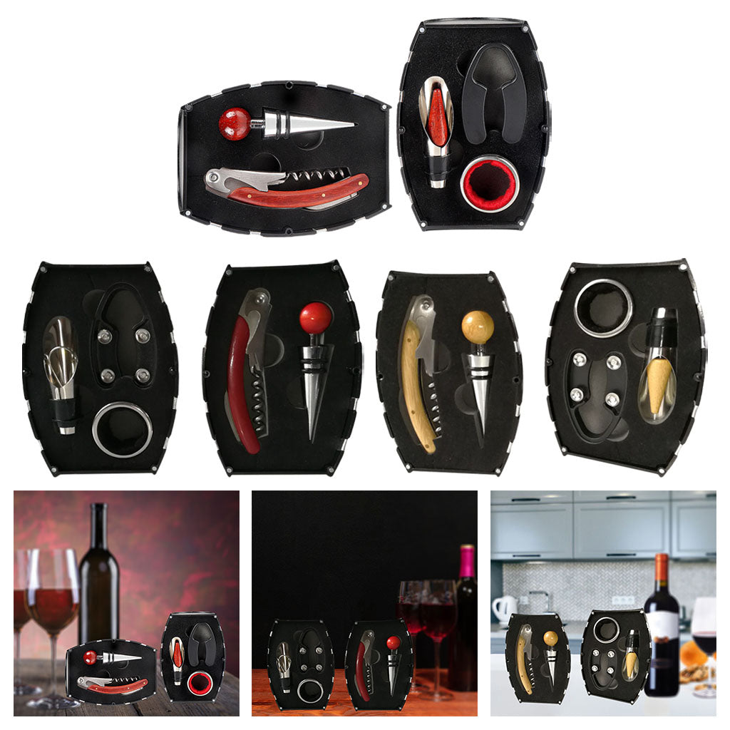 5 Pieces Wine Opener Set Bottle Opener for Home Redwood Handle