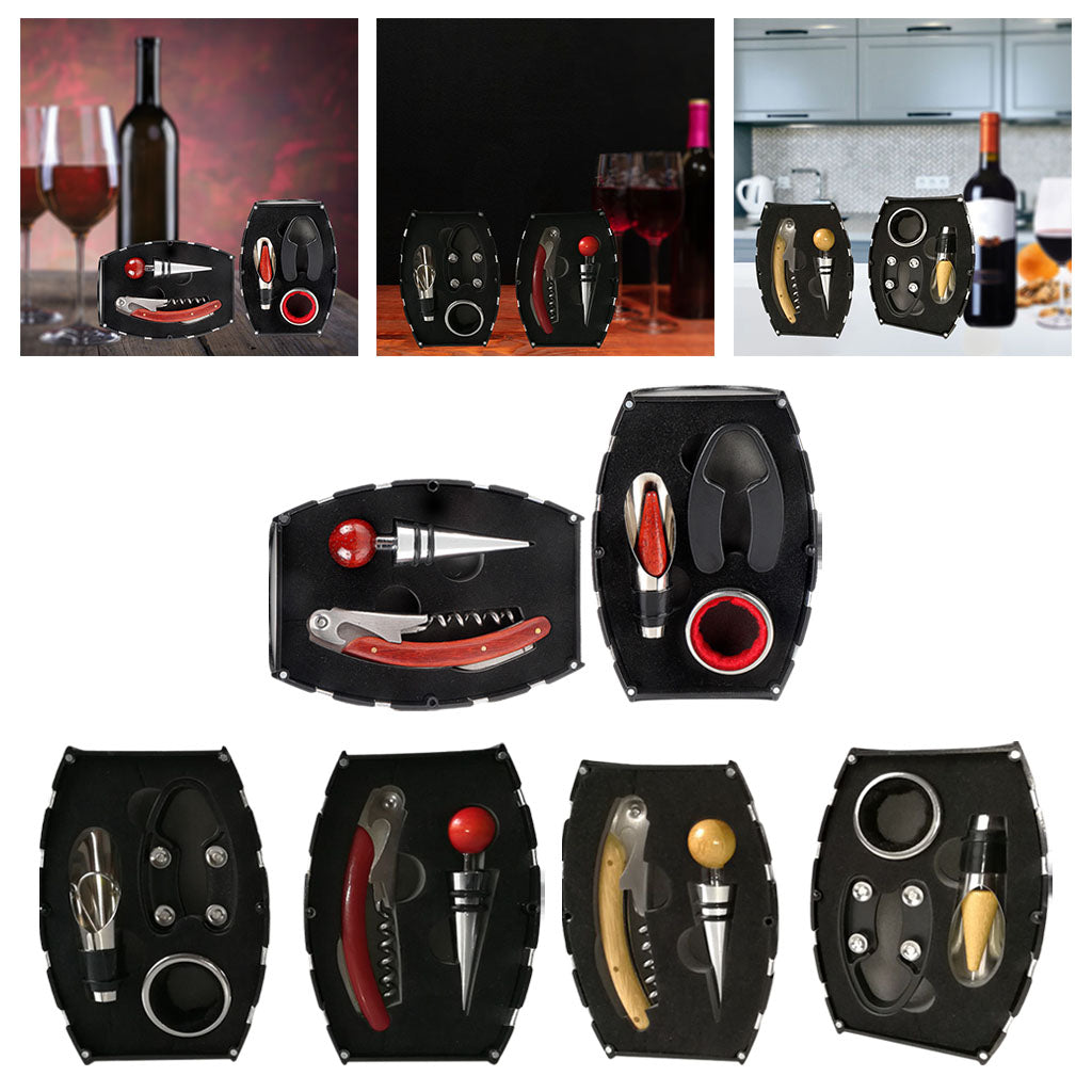 5 Pieces Wine Opener Set Bottle Opener for Home Redwood Handle