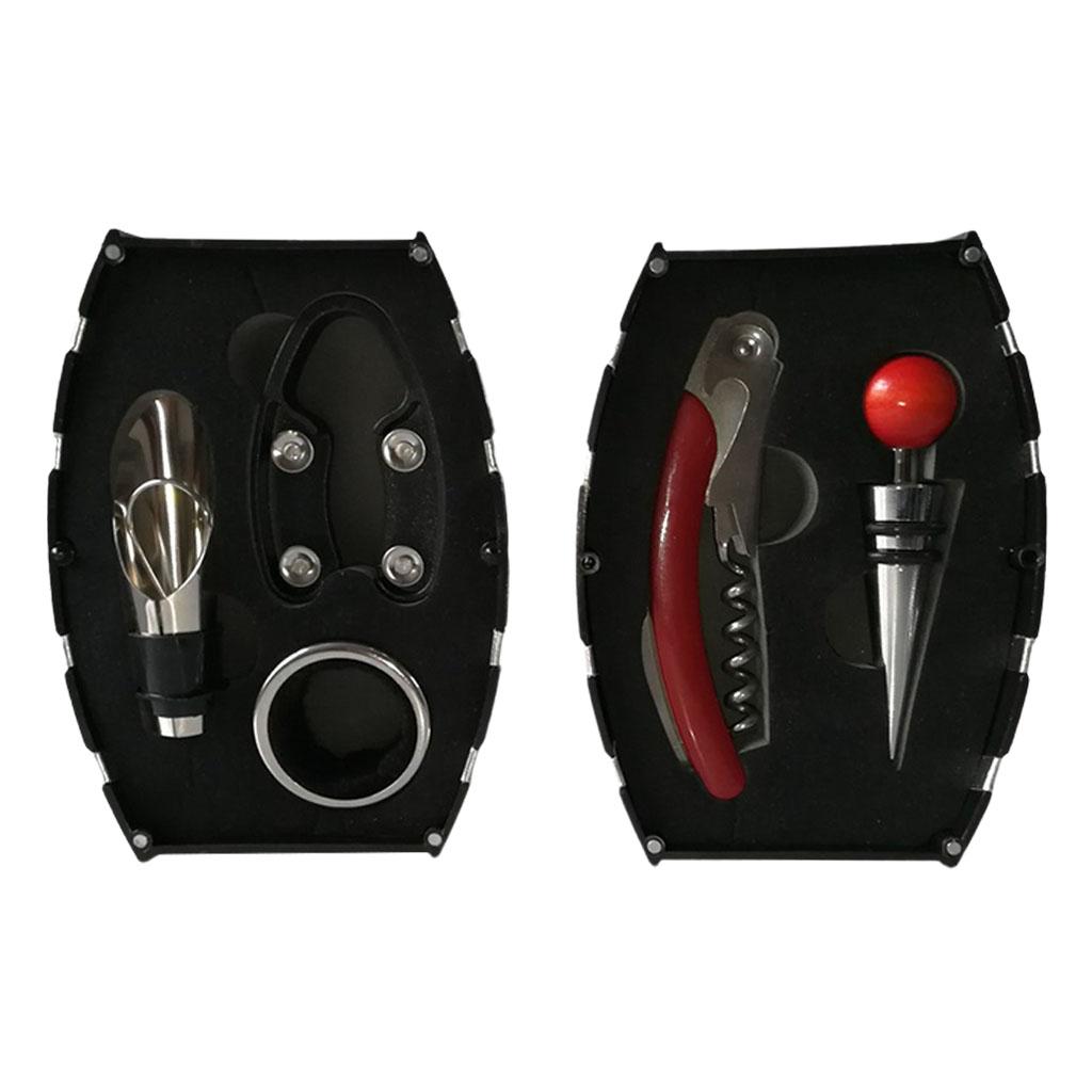 5 Pieces Wine Opener Set Bottle Opener for Home Plastic Red Handle