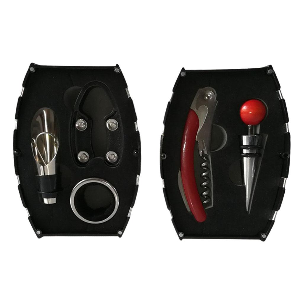 5 Pieces Wine Opener Set Bottle Opener for Home Plastic Red Handle